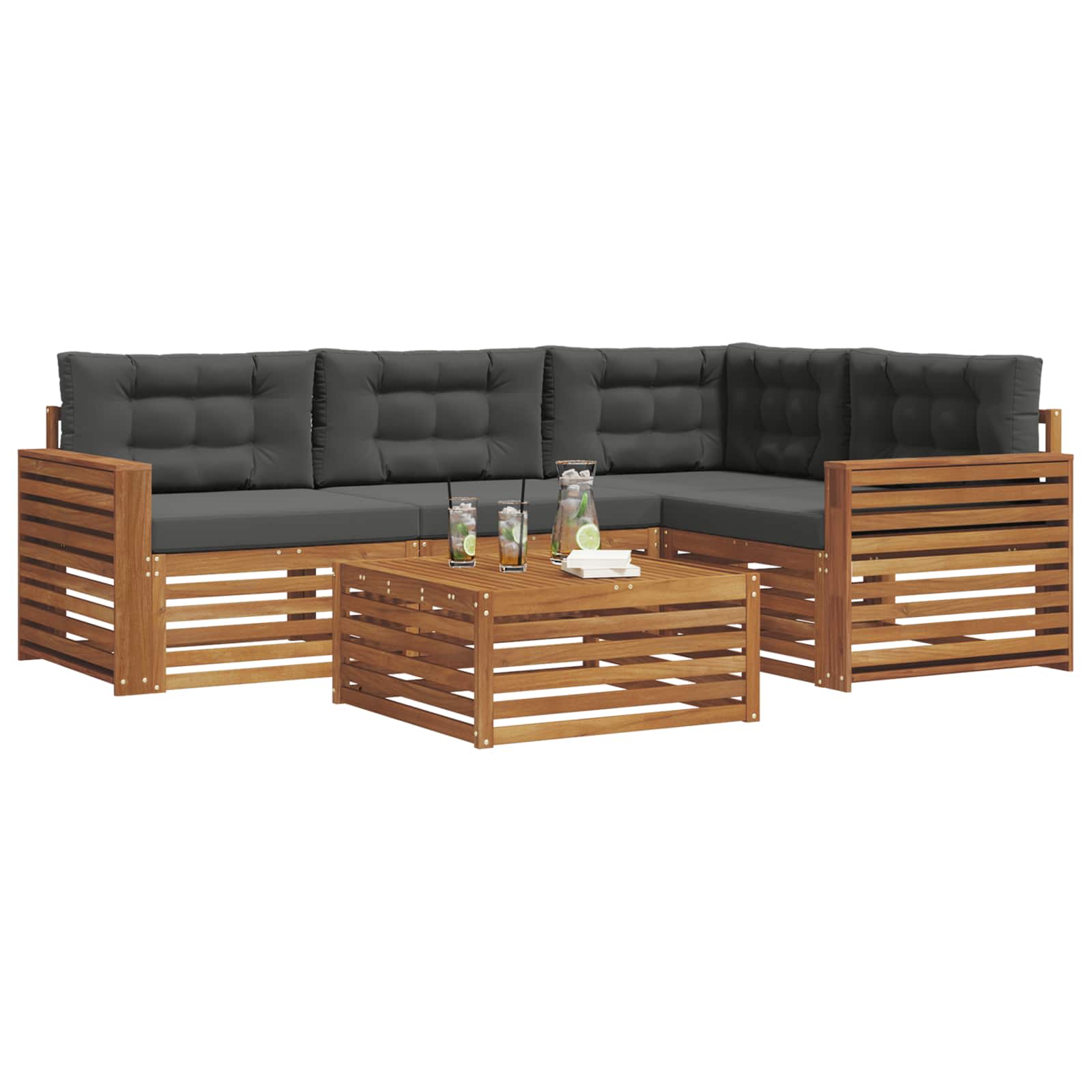 Ensemble de canapés d'extérieur 5 pcs Naturel et Anthracite - XIOS