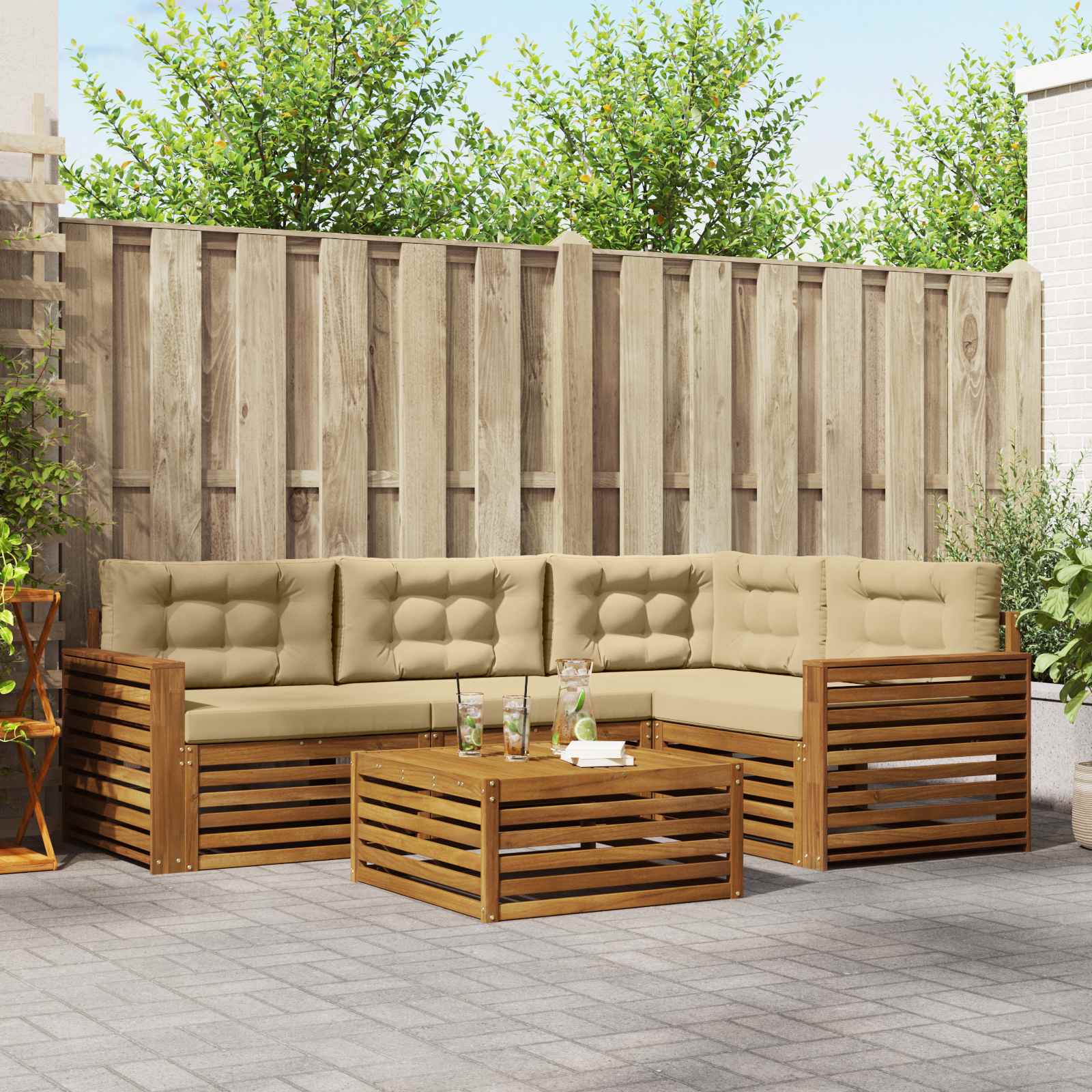 Ensemble de canapés d'extérieur 5 pcs Naturel et Beige - XIOS