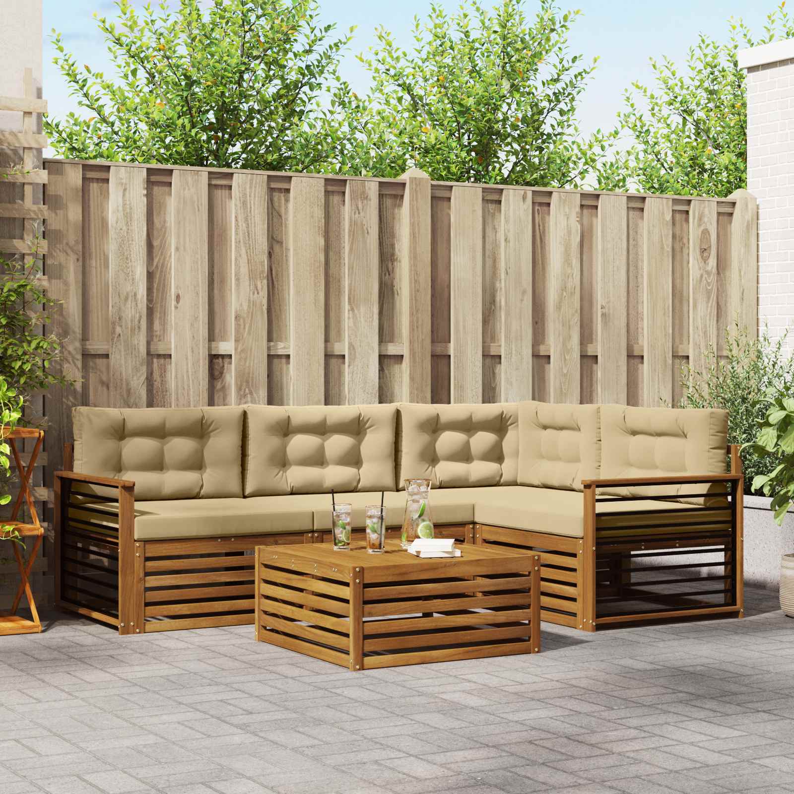 Ensemble de canapés d'extérieur 5 pcs Naturel et Beige - XIOS