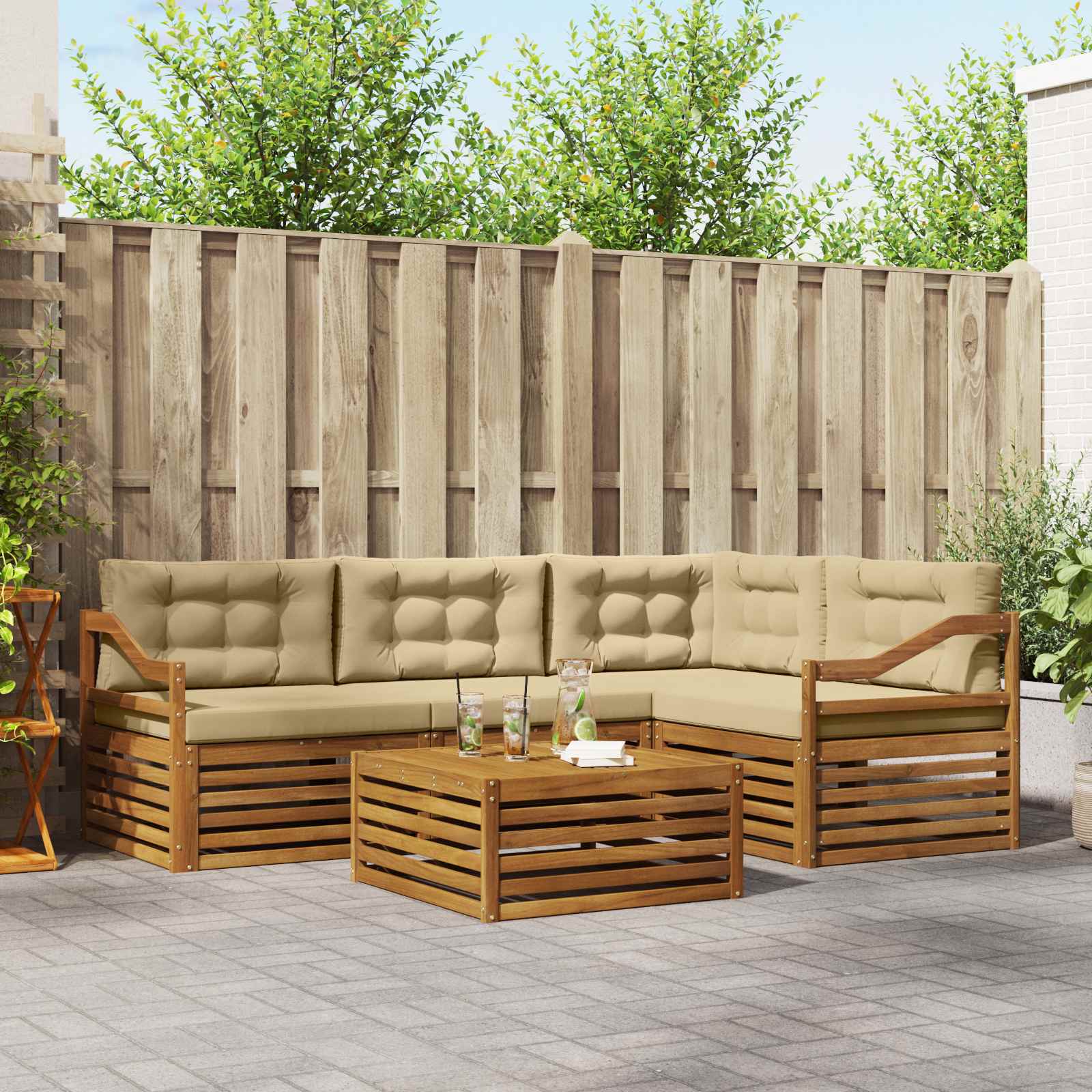 Ensemble de canapés d'extérieur 5 pcs Naturel et Beige - XIOS