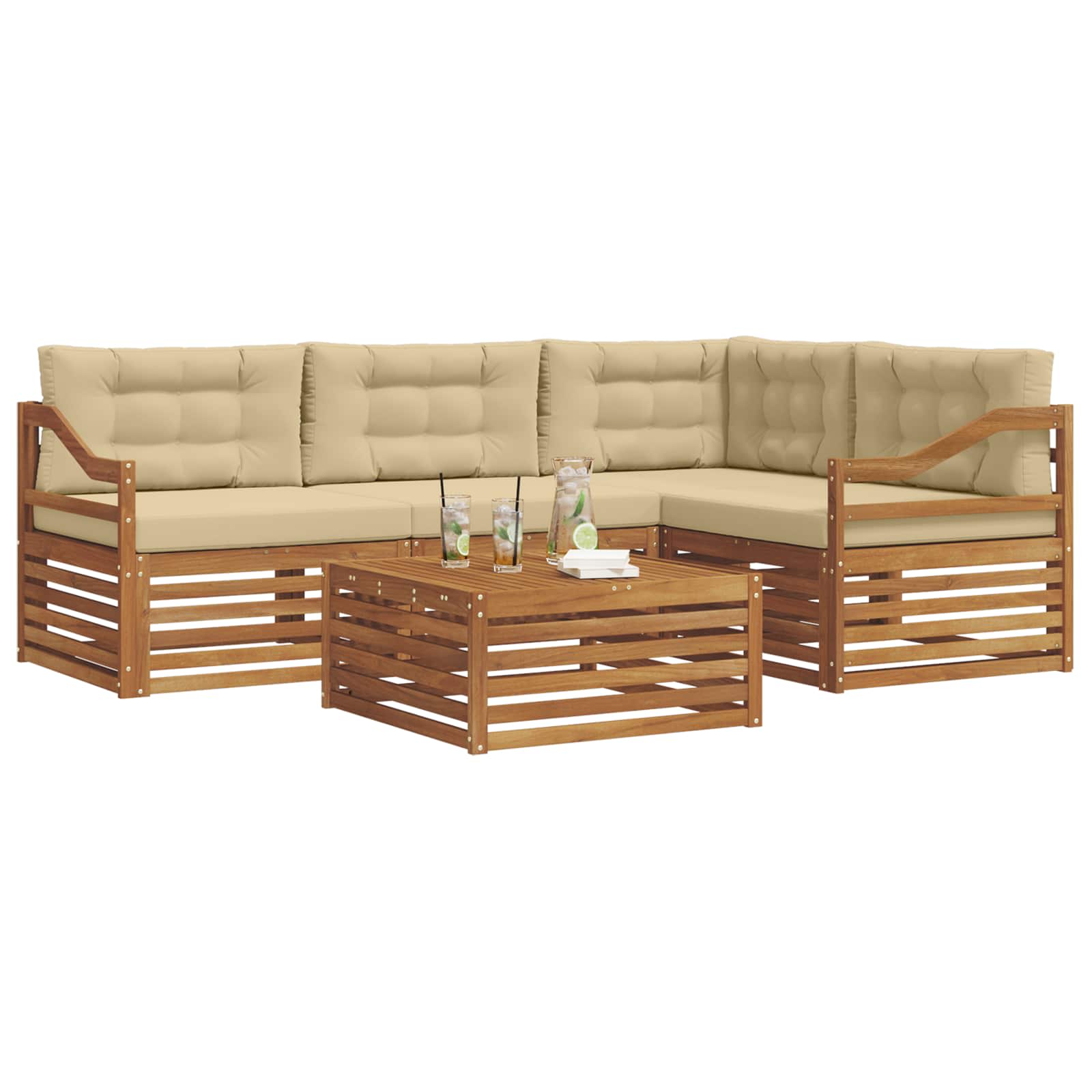 Ensemble de canapés d'extérieur 5 pcs Naturel et Beige - XIOS