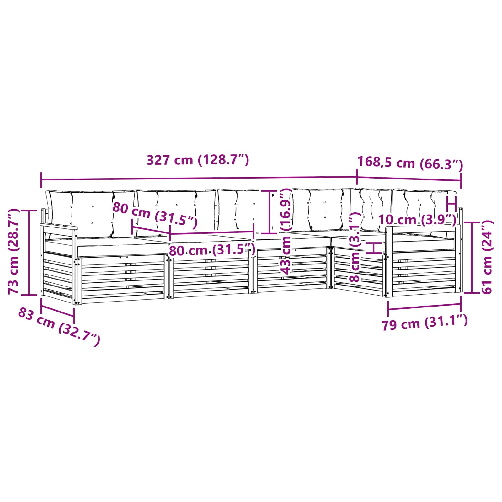 Ensemble de canapés d'extérieur 5 pcs Gris Naturel et Clair - XIOS