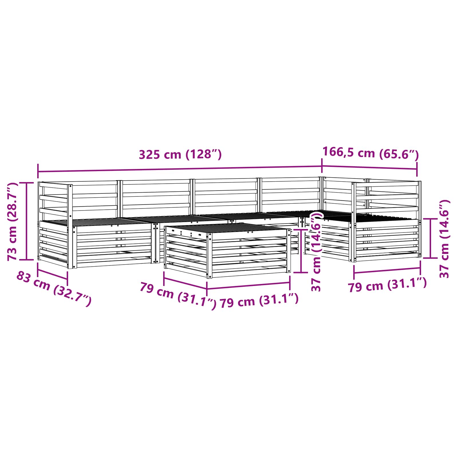 Ensemble de canapés d'extérieur 6 pcs Naturel - XIOS