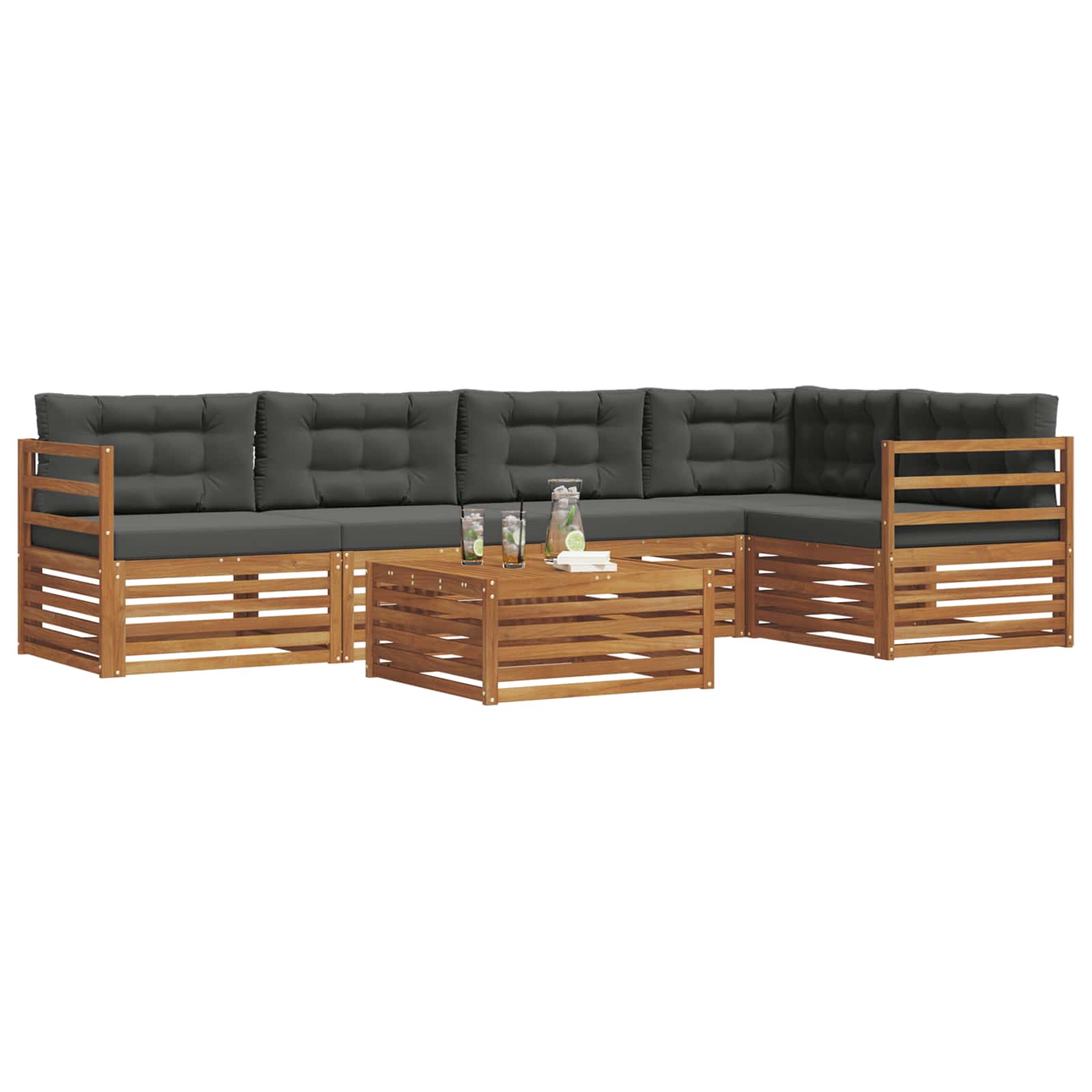 Ensemble de canapés d'extérieur 6 pcs Naturel et Anthracite - XIOS