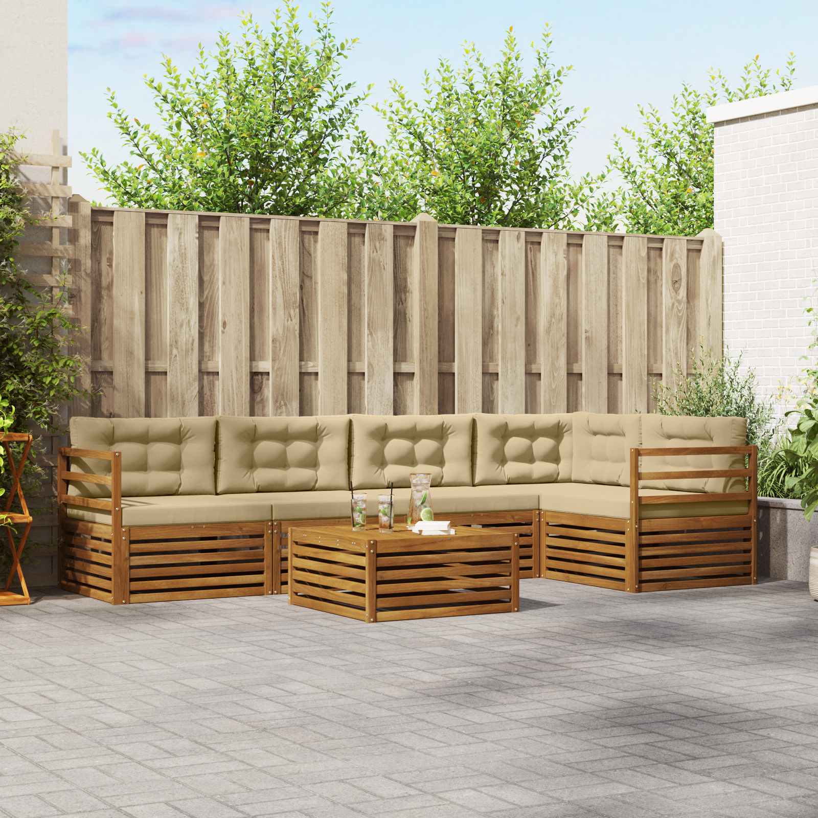 Ensemble de canapés d'extérieur 6 pcs Naturel et Beige - XIOS