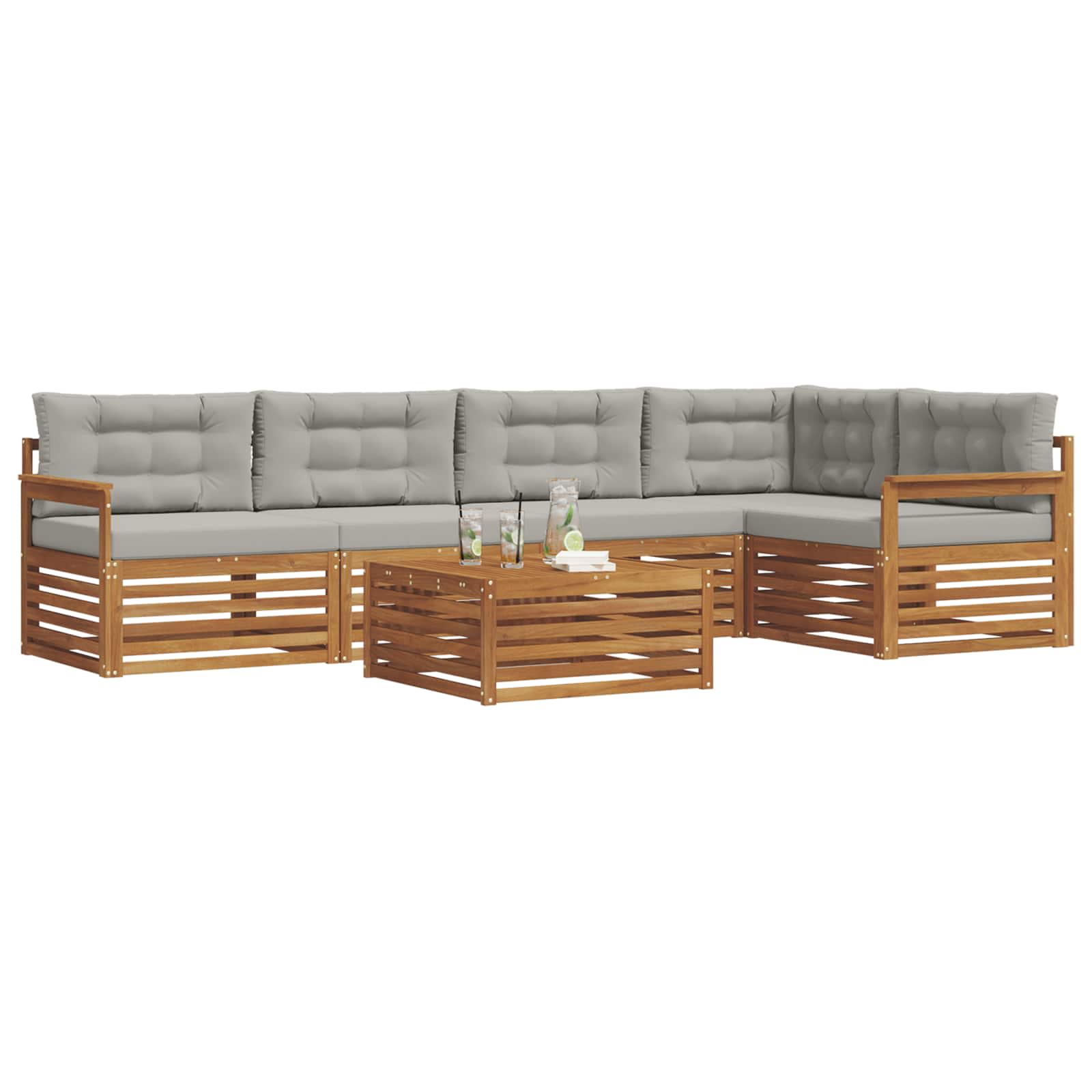 Ensemble de canapés d'extérieur 6 pcs Gris Naturel et Clair - XIOS