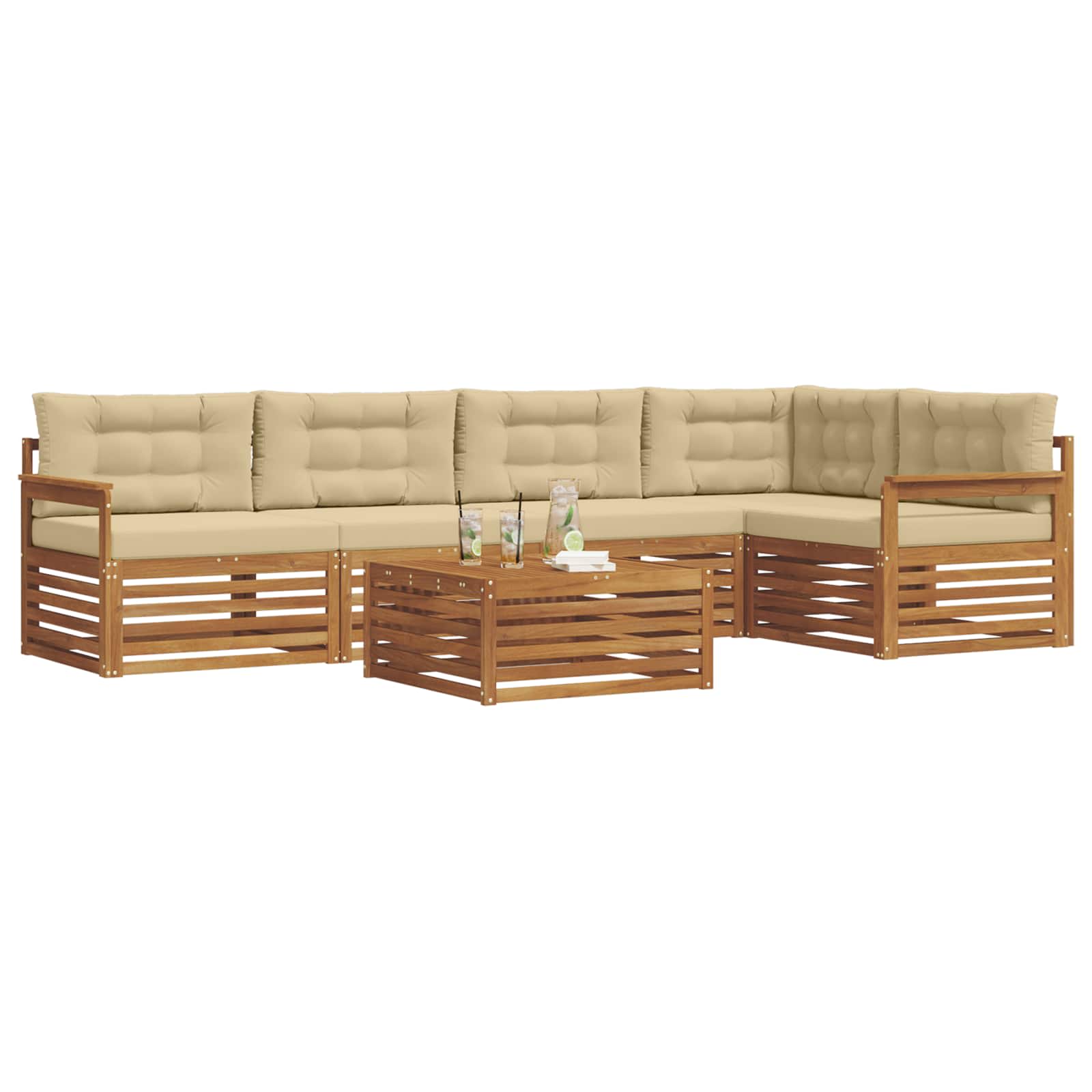 Ensemble de canapés d'extérieur 6 pcs Naturel et Beige - XIOS