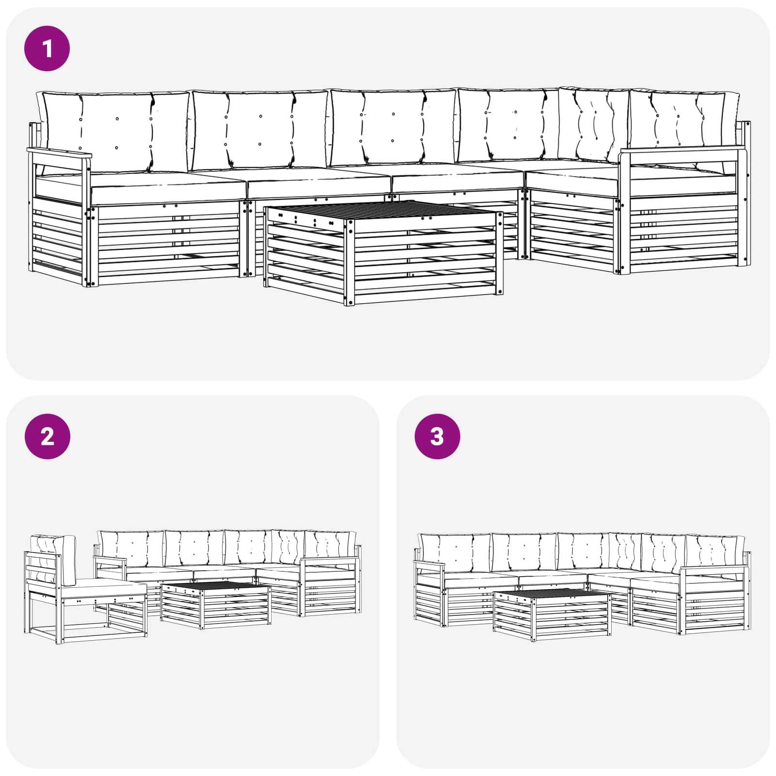 Ensemble de canapés d'extérieur 6 pcs Naturel et Beige - XIOS