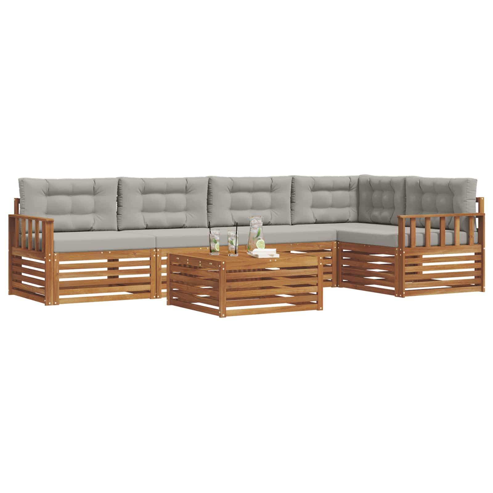 Ensemble de canapés d'extérieur 6 pcs Gris Naturel et Clair - XIOS