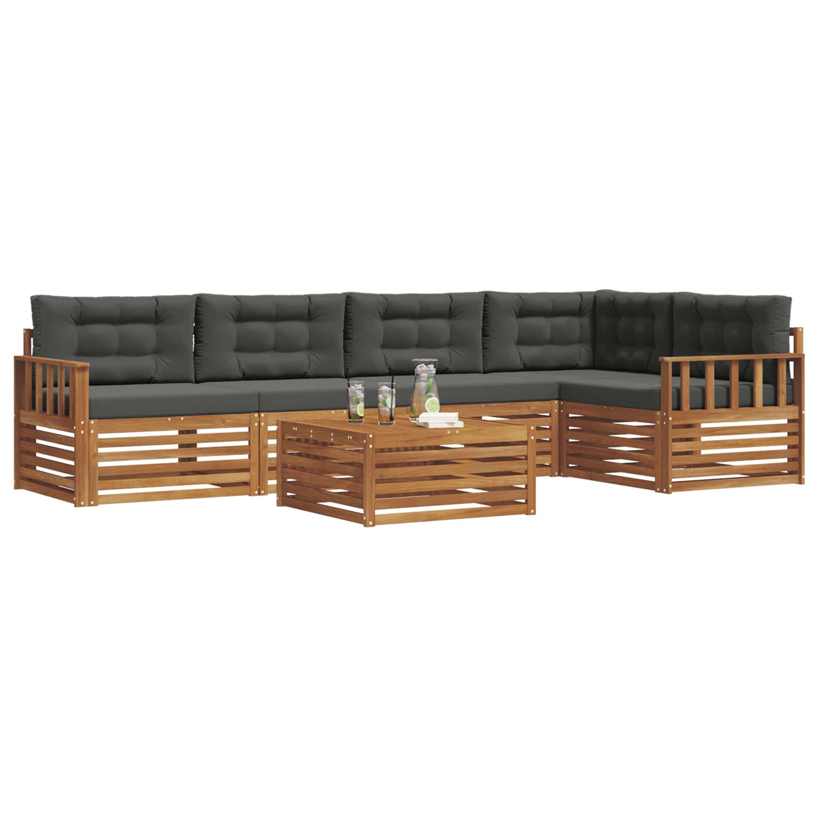 Ensemble de canapés d'extérieur 6 pcs Naturel et Anthracite - XIOS