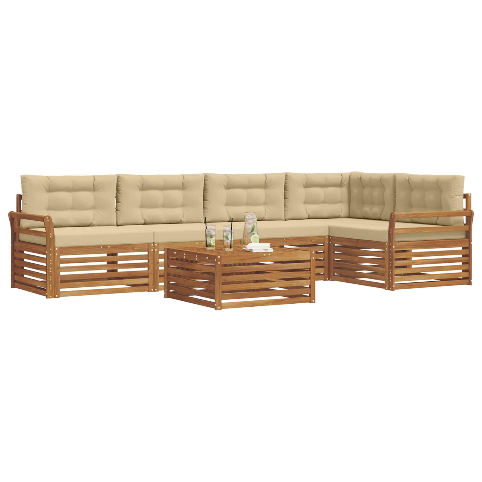 Ensemble de canapés d'extérieur 6 pcs Naturel et Beige - XIOS