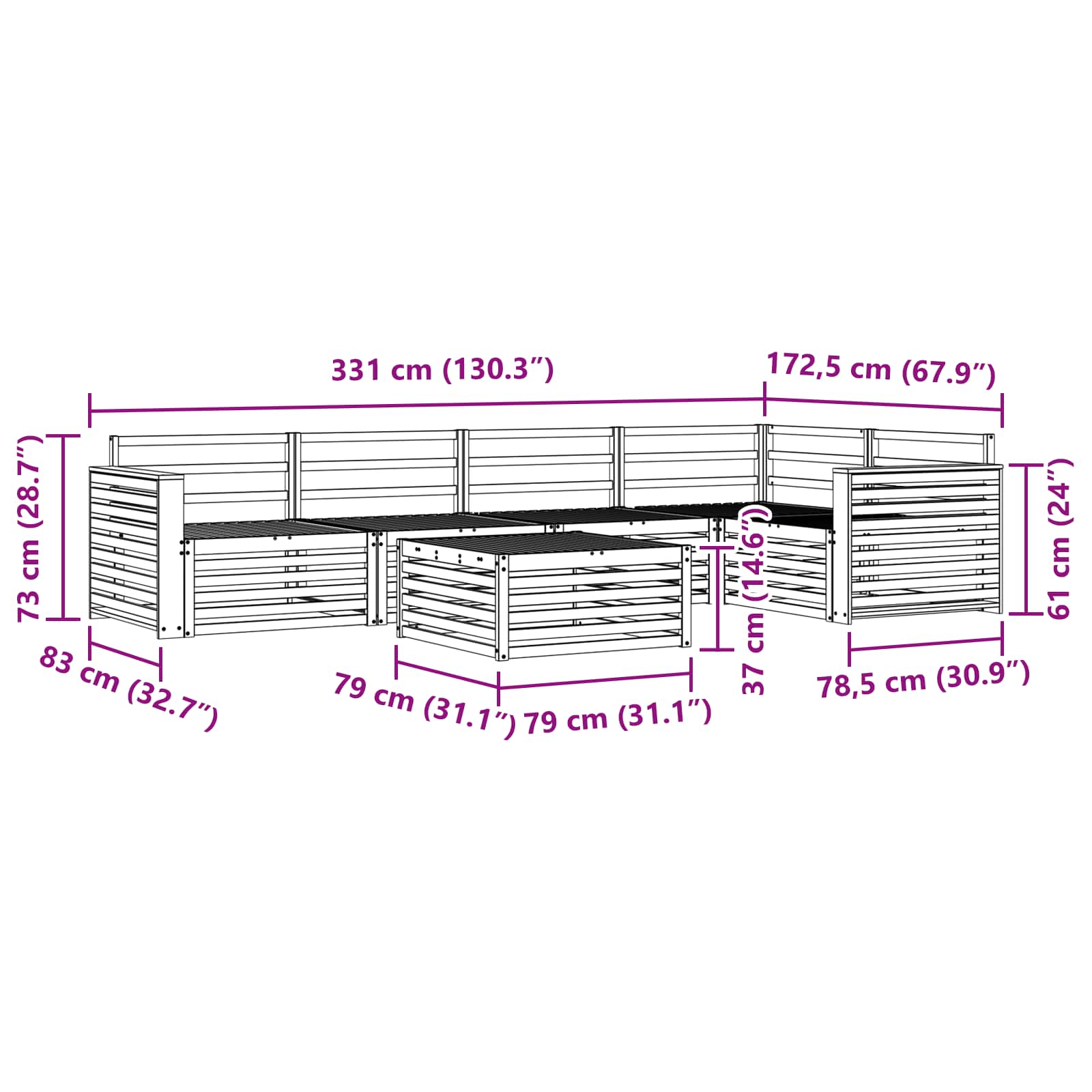 Ensemble de canapés d'extérieur 6 pcs Naturel - XIOS