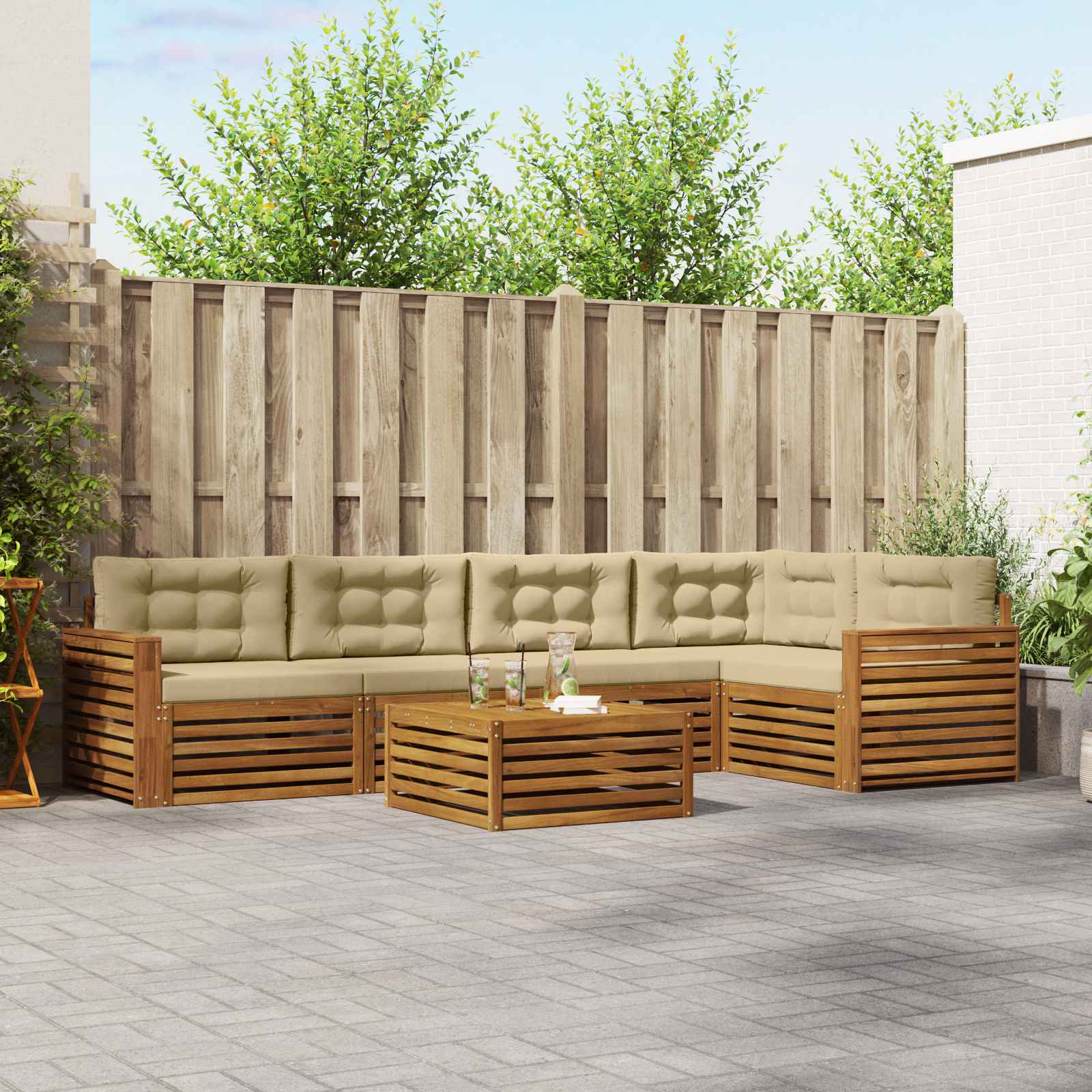 Ensemble de canapés d'extérieur 6 pcs Naturel et Beige - XIOS