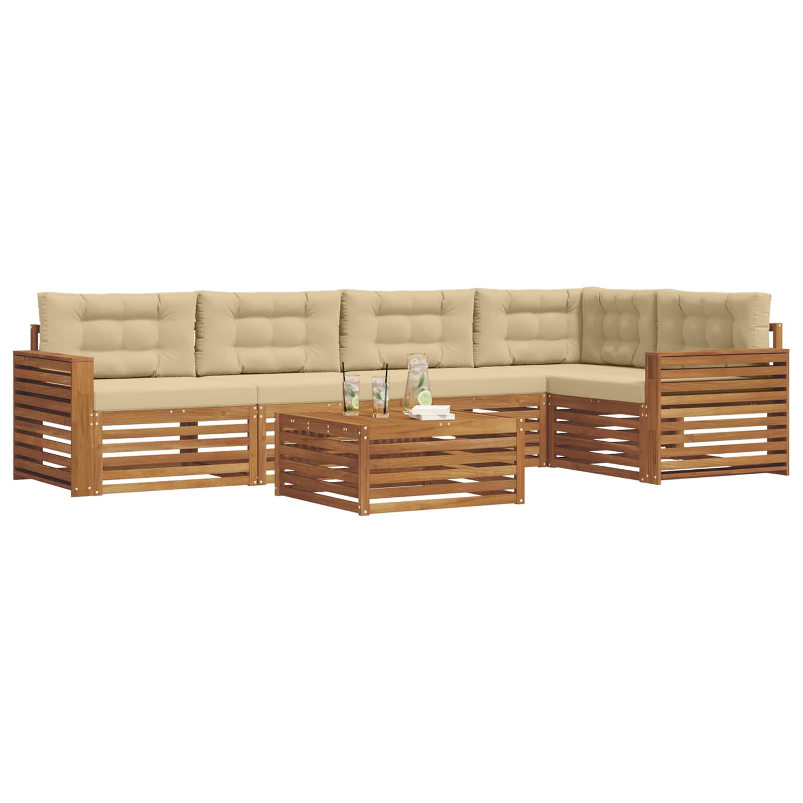 Ensemble de canapés d'extérieur 6 pcs Naturel et Beige - XIOS
