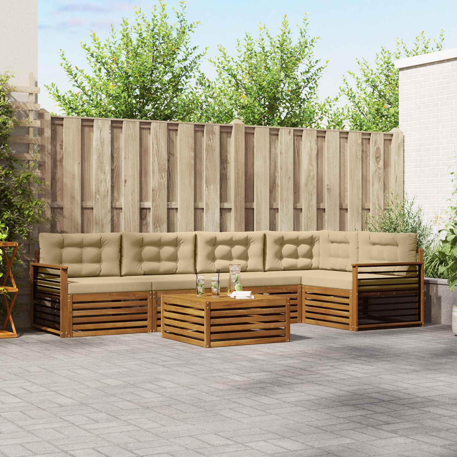 Ensemble de canapés d'extérieur 6 pcs Naturel et Beige - XIOS