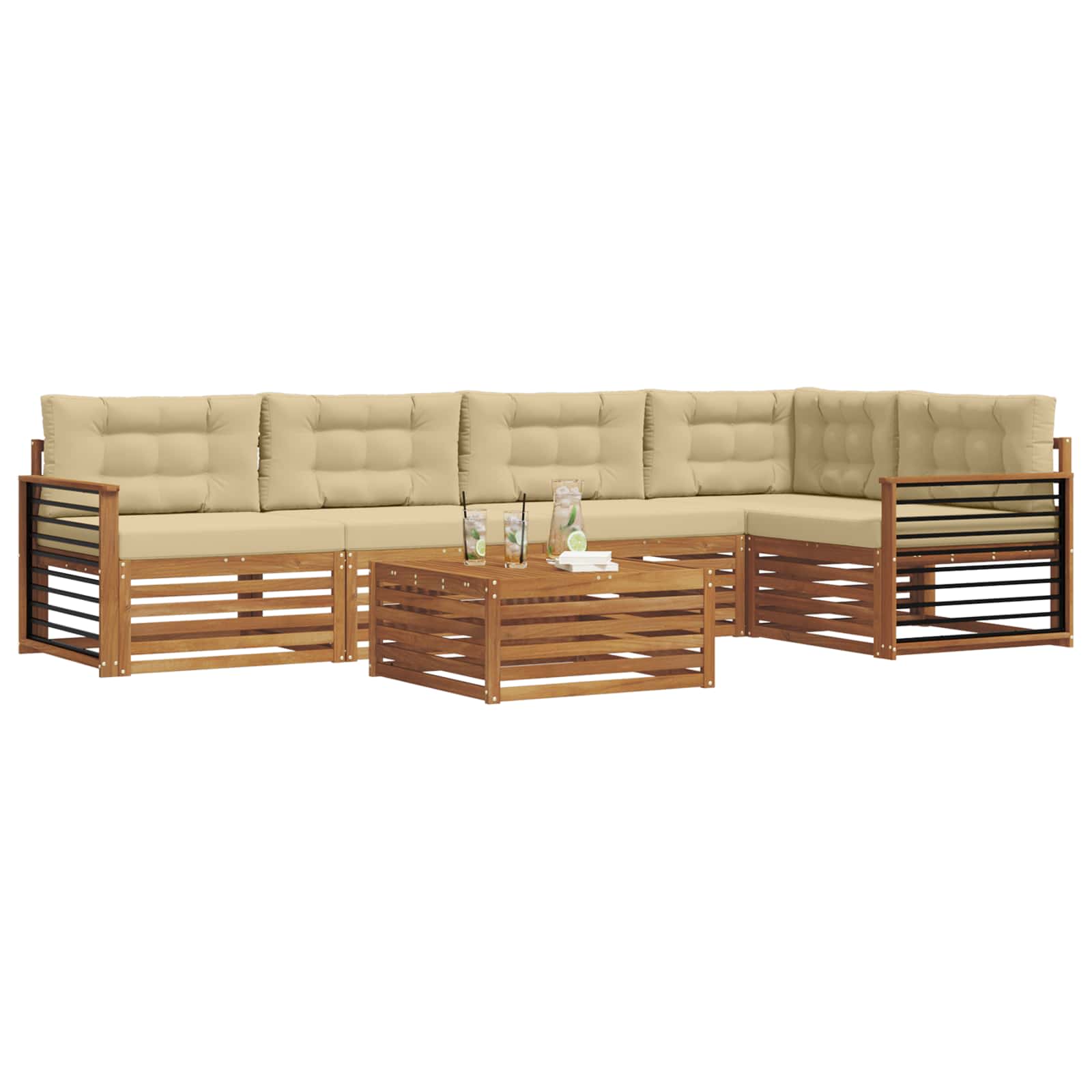 Ensemble de canapés d'extérieur 6 pcs Naturel et Beige - XIOS