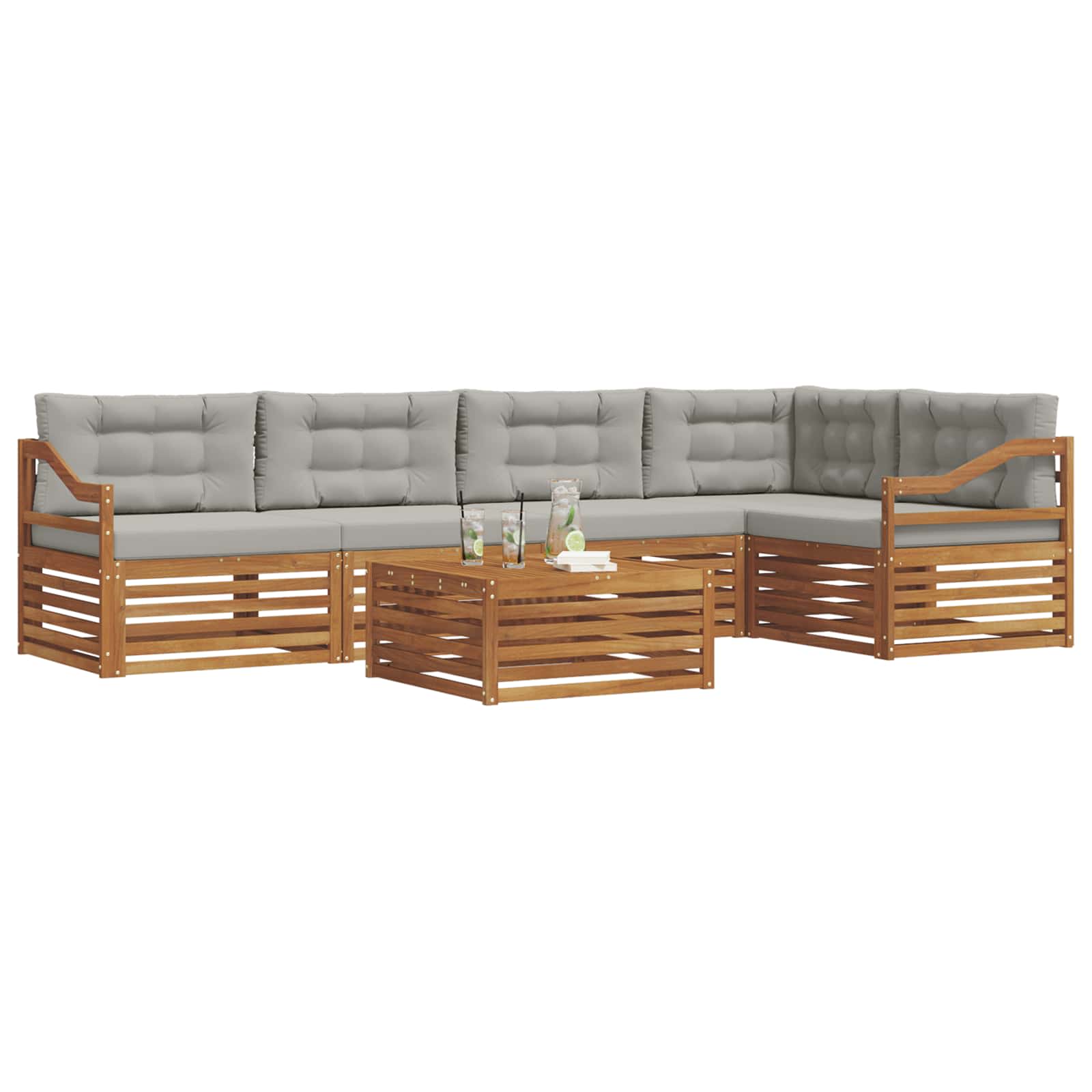 Ensemble de canapés d'extérieur 6 pcs Gris Naturel et Clair - XIOS