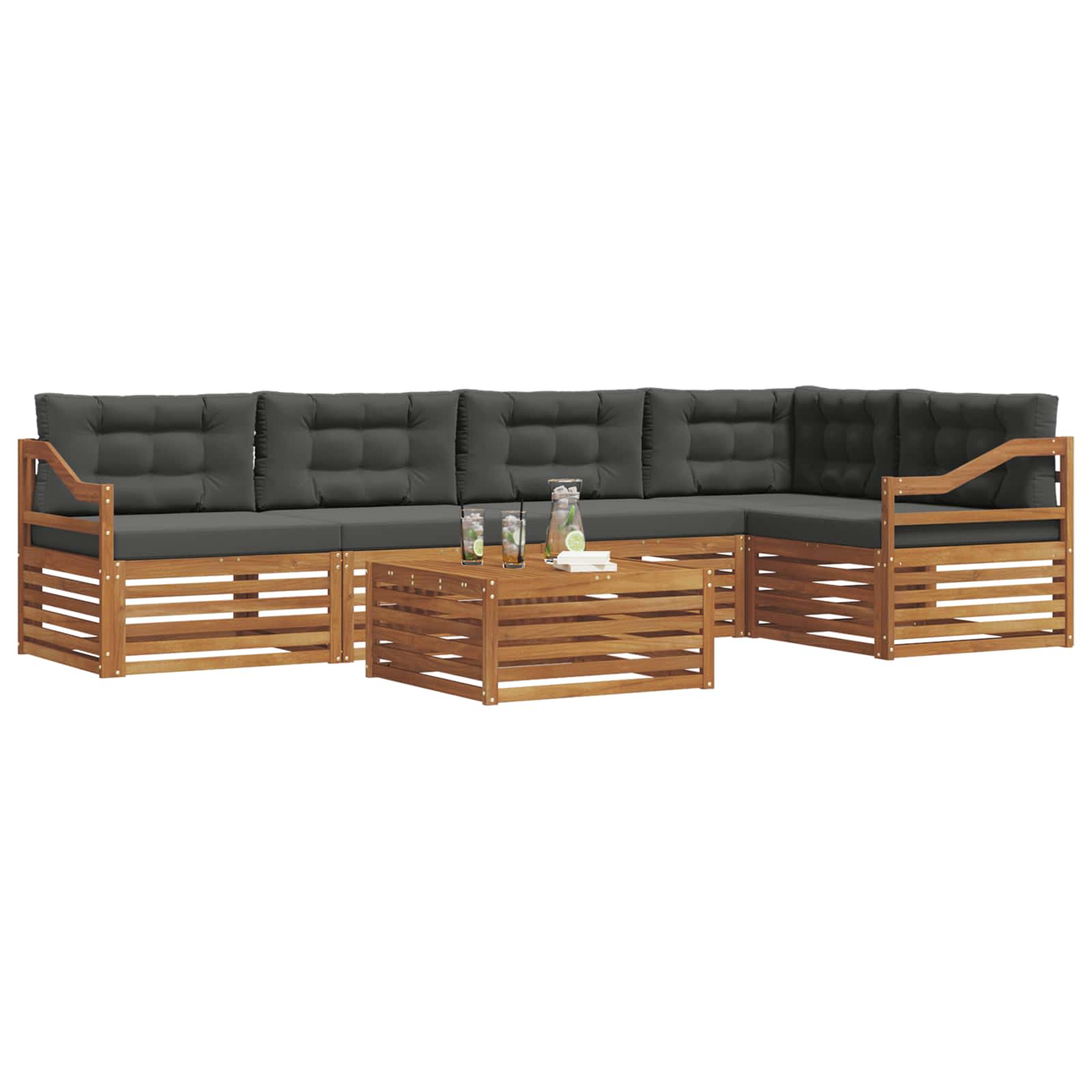 Ensemble de canapés d'extérieur 6 pcs Naturel et Anthracite - XIOS