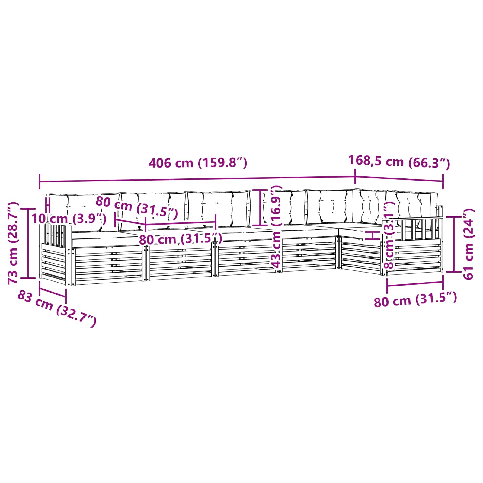 Ensemble de canapés d'extérieur 6 pcs Gris Naturel et Clair - XIOS