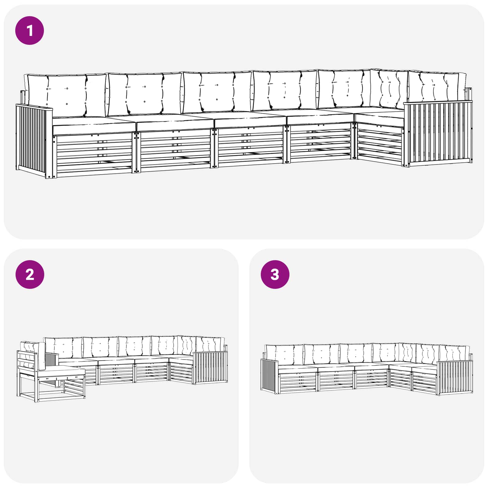 Ensemble de canapés d'extérieur 6 pcs Naturel et Anthracite - XIOS