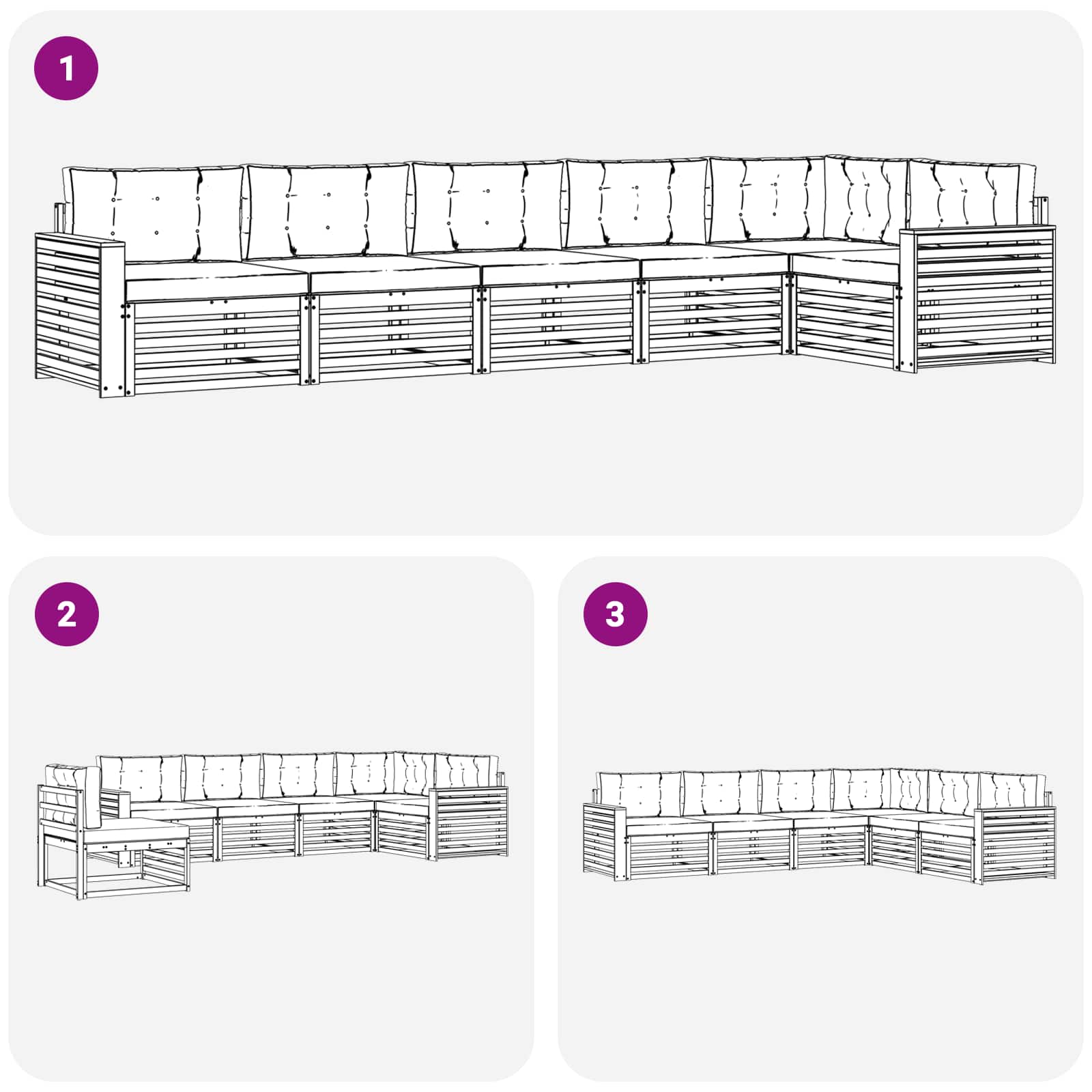 Ensemble de canapés d'extérieur 6 pcs Naturel et Beige - XIOS