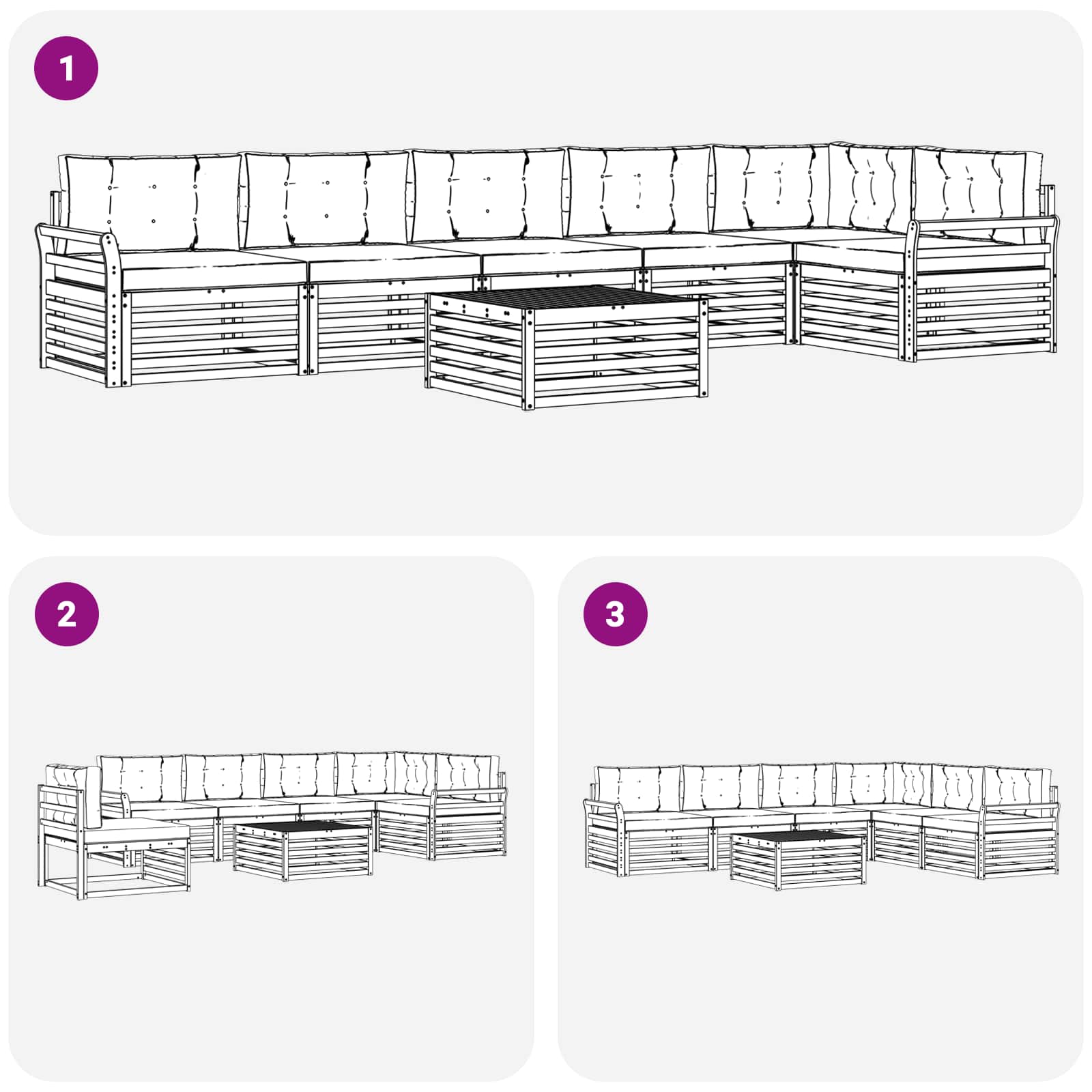 Ensemble de canapés d'extérieur 7 pcs Naturel et Anthracite - XIOS