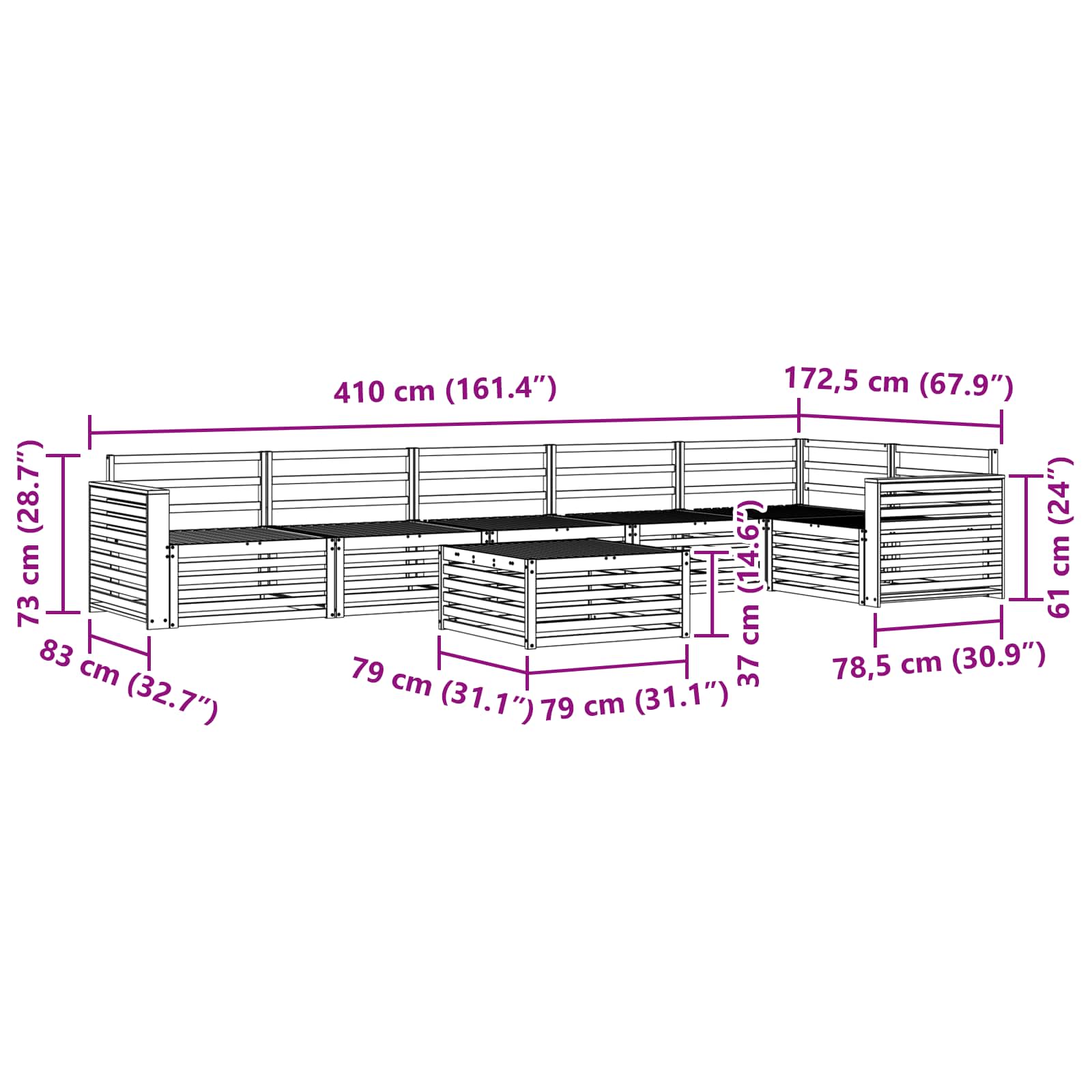 Ensemble de canapés d'extérieur 7 pcs Naturel - XIOS