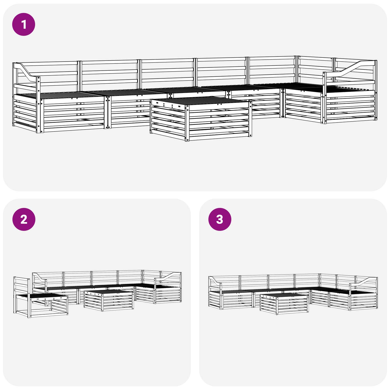 Ensemble de canapés d'extérieur 7 pcs Naturel - XIOS