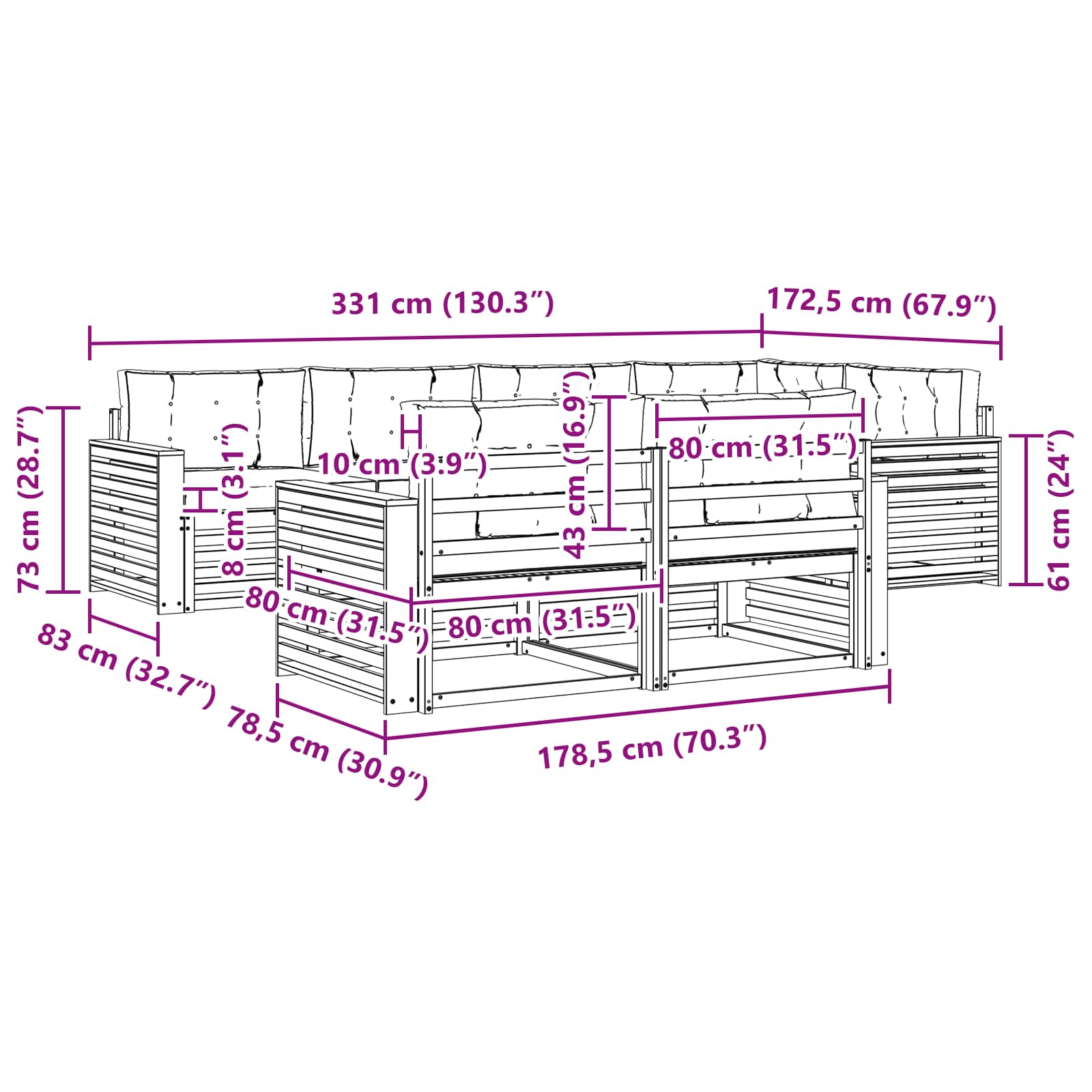 Ensemble de canapés d'extérieur 7 pcs Naturel et Crème - XIOS
