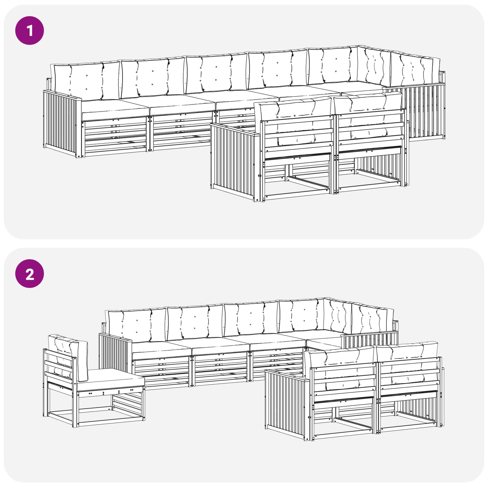 Ensemble de canapés d'extérieur 8 pcs Naturel et Anthracite - XIOS