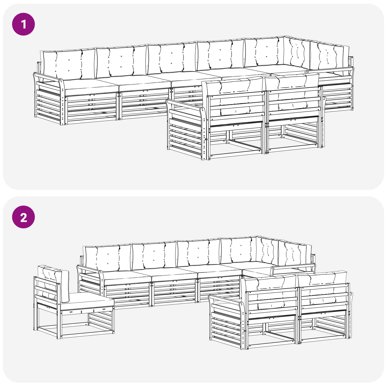 Ensemble de canapés d'extérieur 8 pcs Gris Naturel et Clair - XIOS