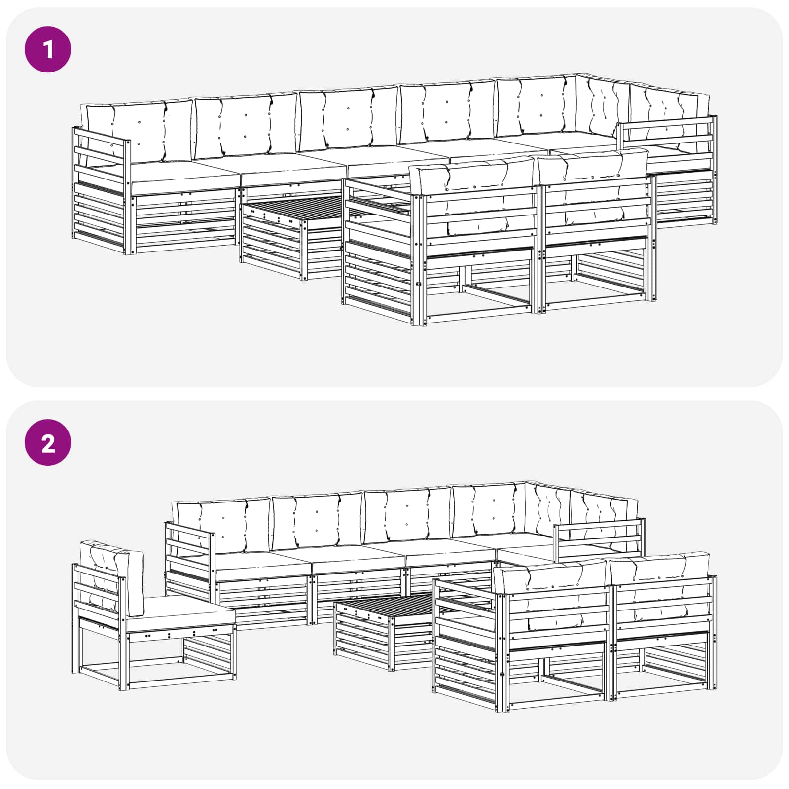Ensemble de canapés d'extérieur 9 pcs Naturel et Anthracite - XIOS