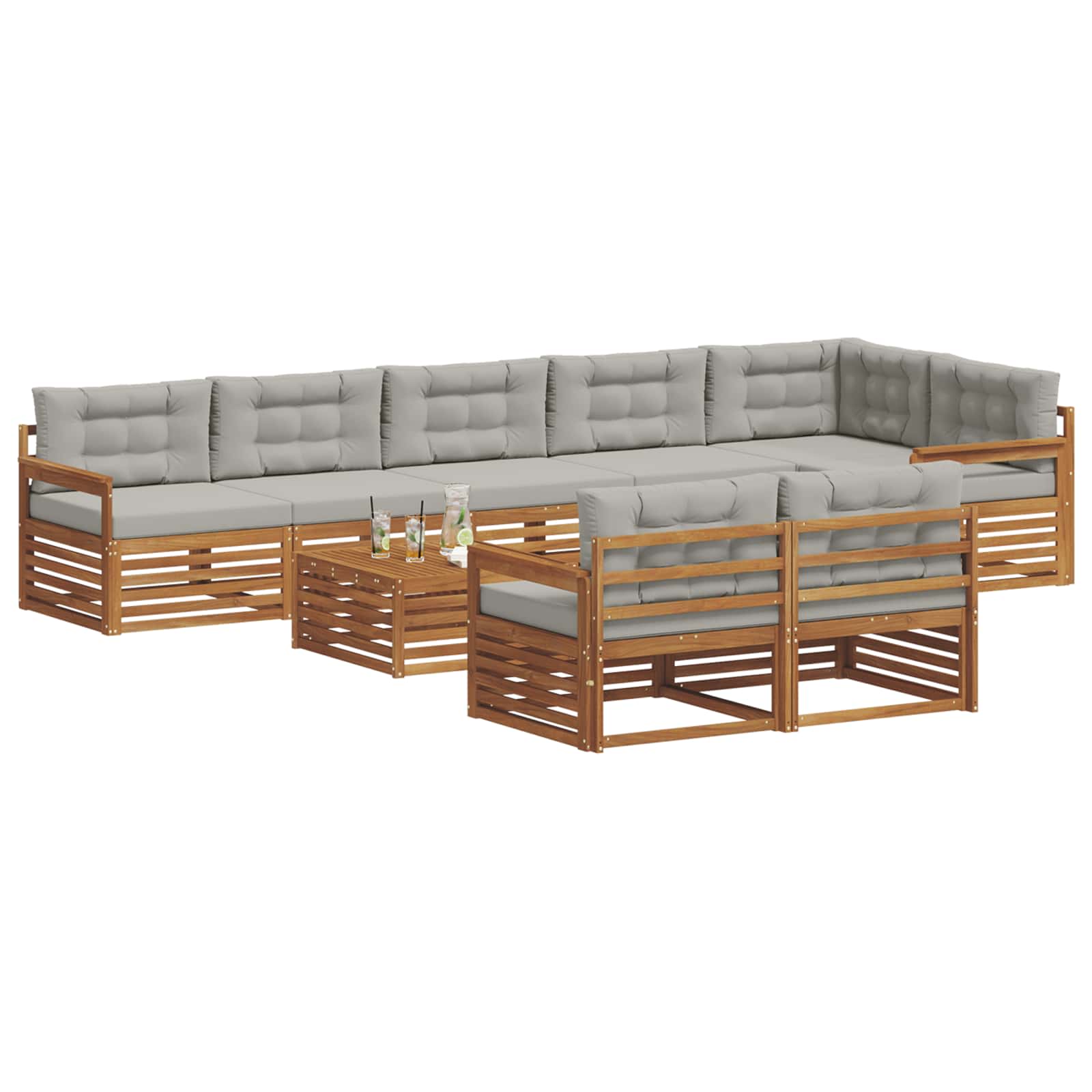 Ensemble de canapés d'extérieur 9 pcs Gris Naturel et Clair - XIOS