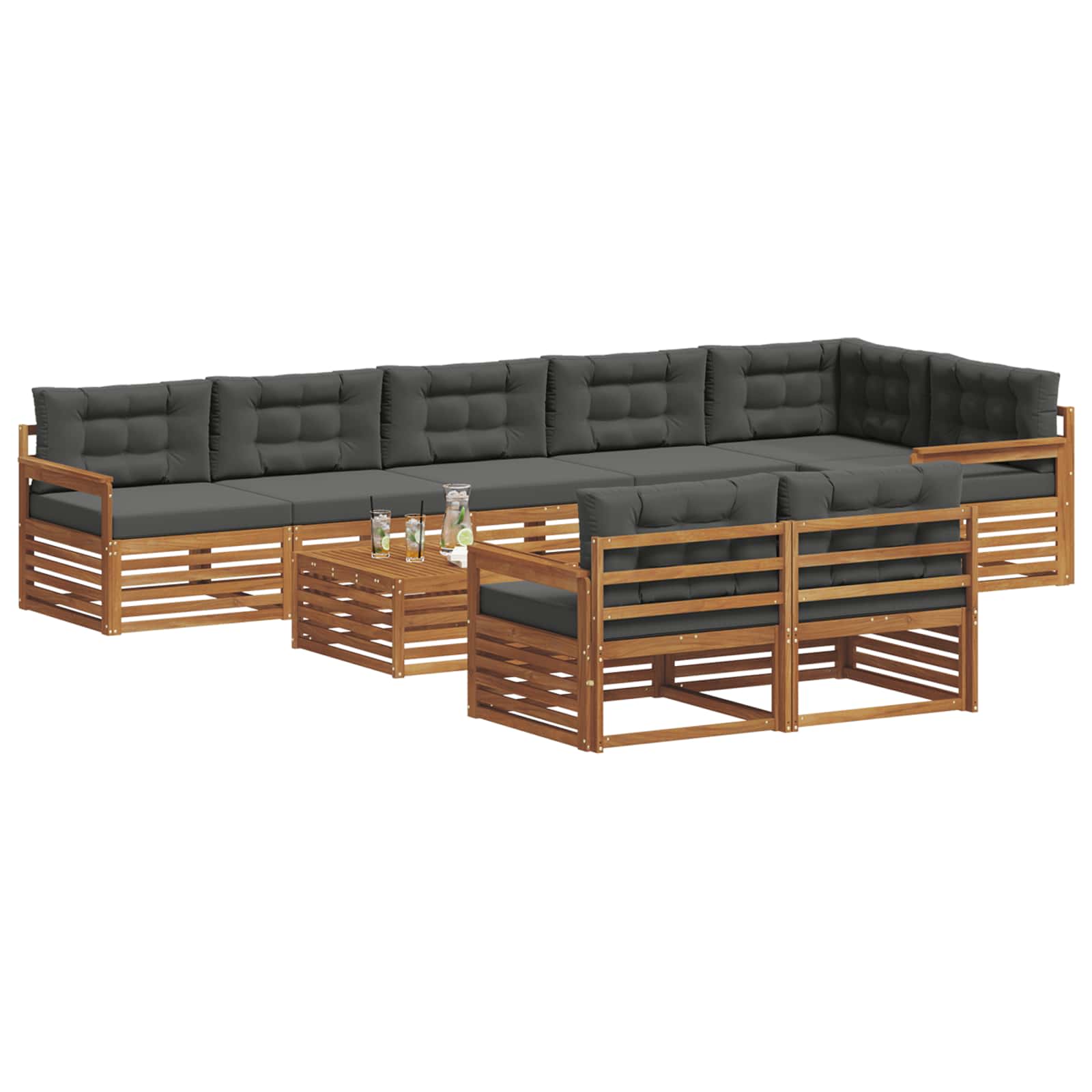 Ensemble de canapés d'extérieur 9 pcs Naturel et Anthracite - XIOS