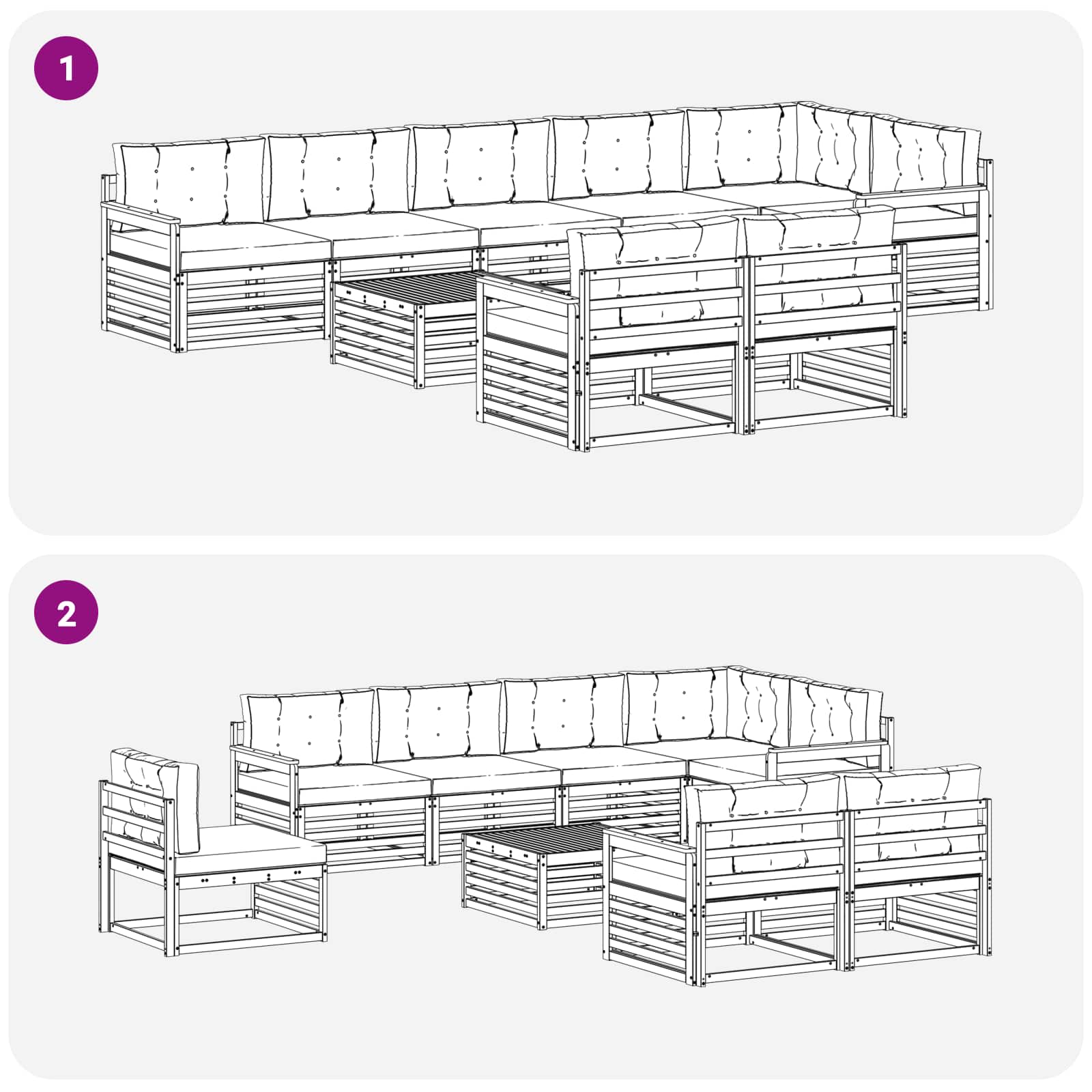 Ensemble de canapés d'extérieur 9 pcs Naturel et Anthracite - XIOS