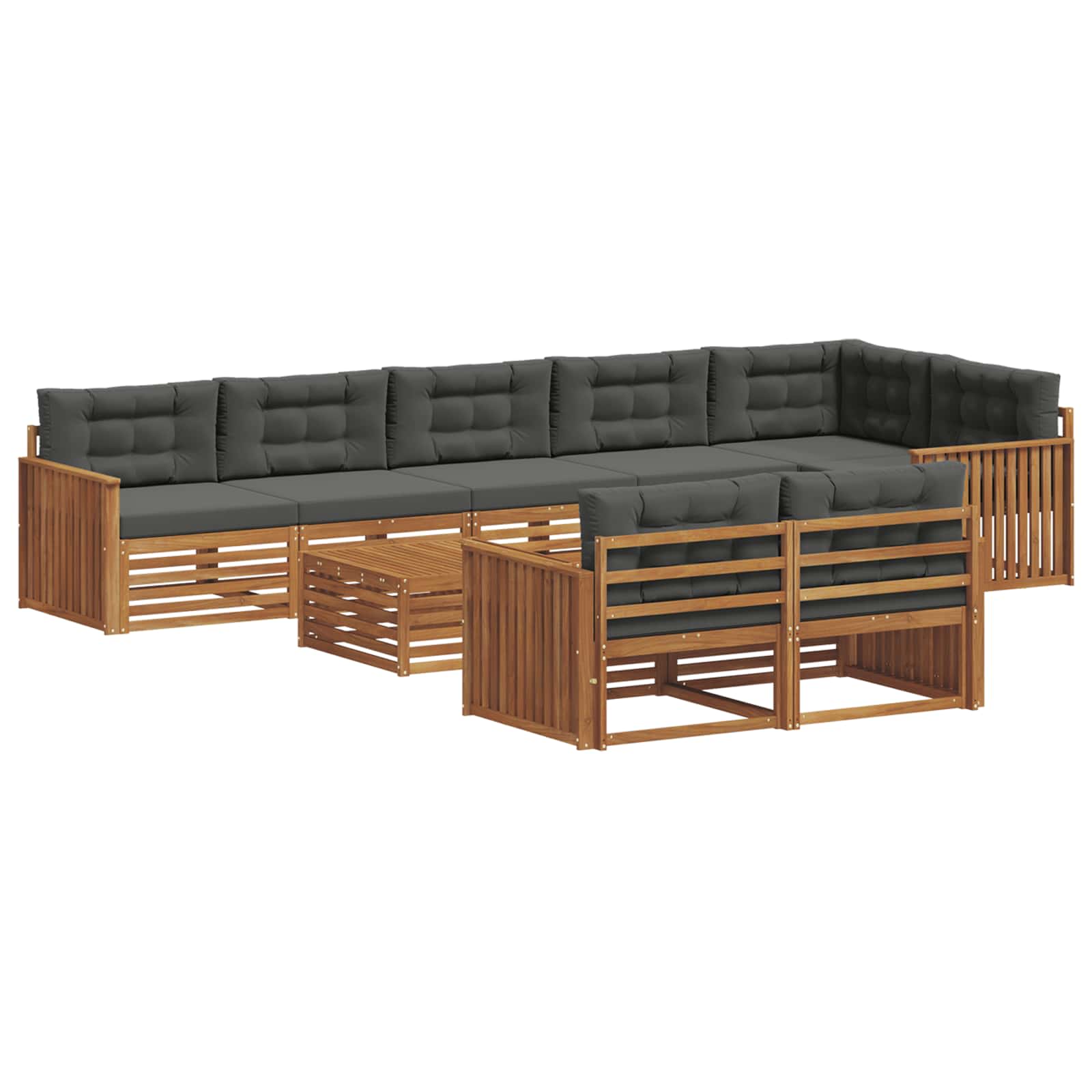 Ensemble de canapés d'extérieur 9 pcs Naturel et Anthracite - XIOS