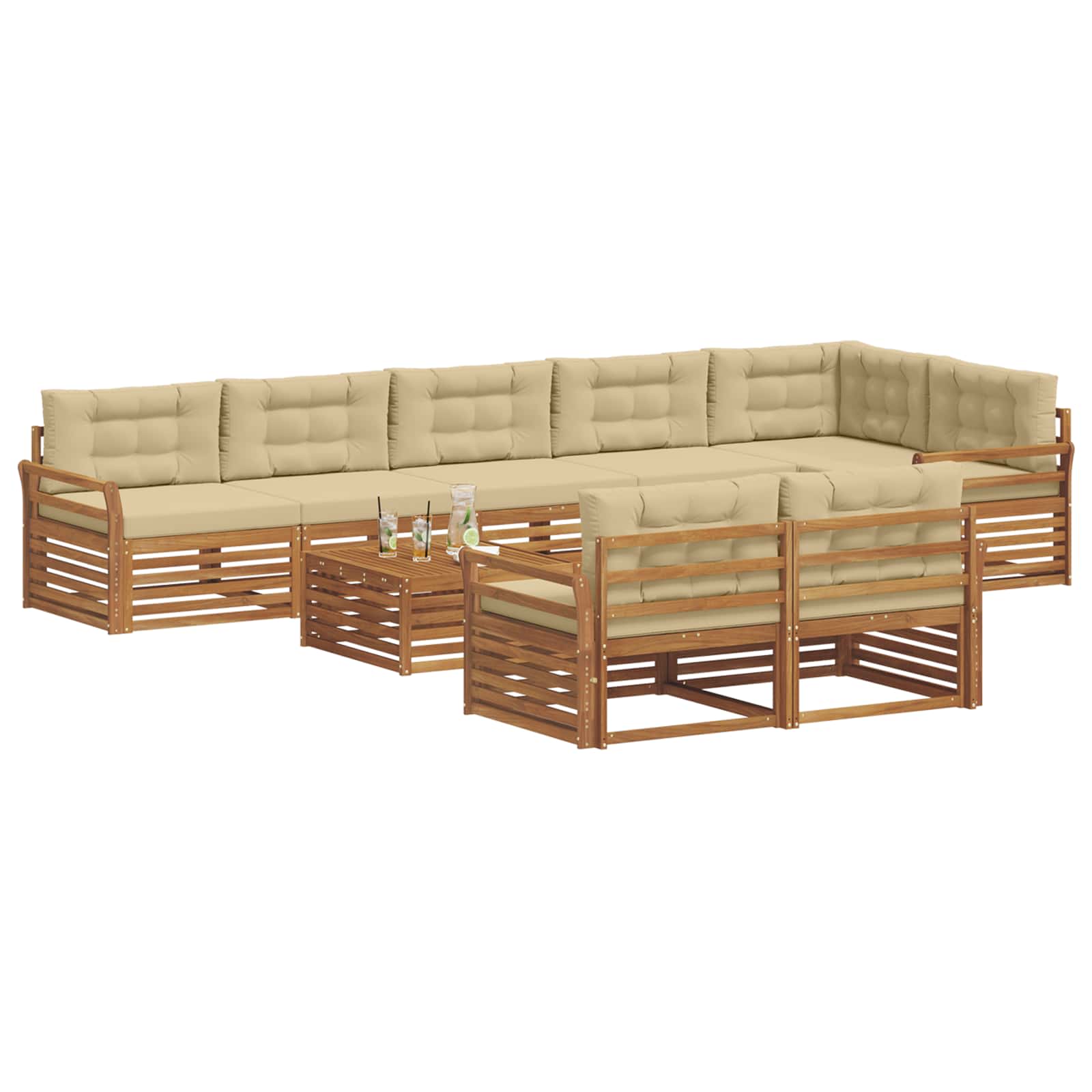 Ensemble de canapés d'extérieur 9 pcs Naturel et Beige - XIOS
