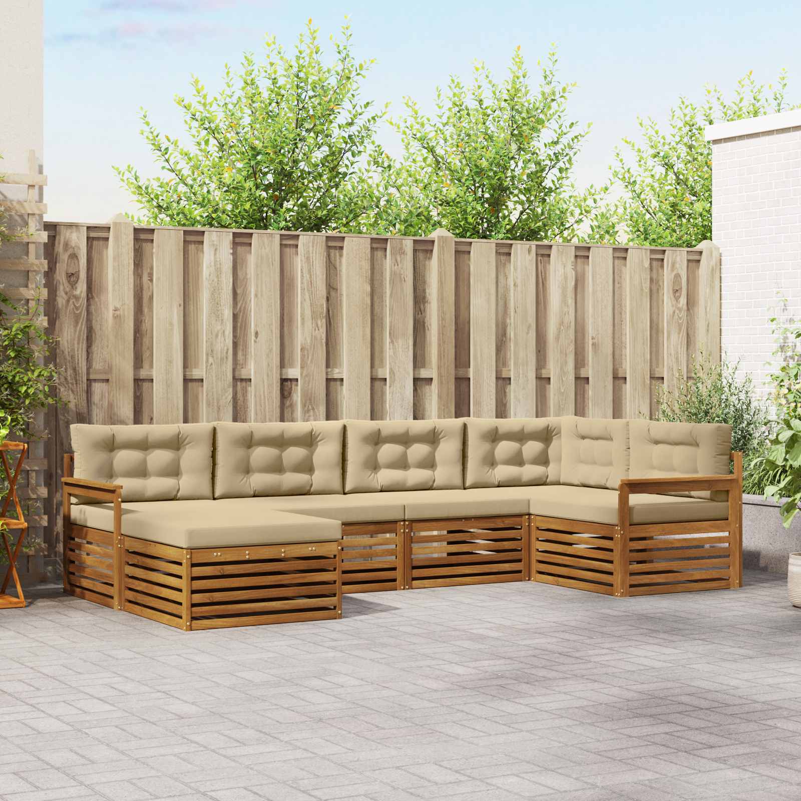 Ensemble de canapés d'extérieur 6 pcs Naturel et Beige - XIOS