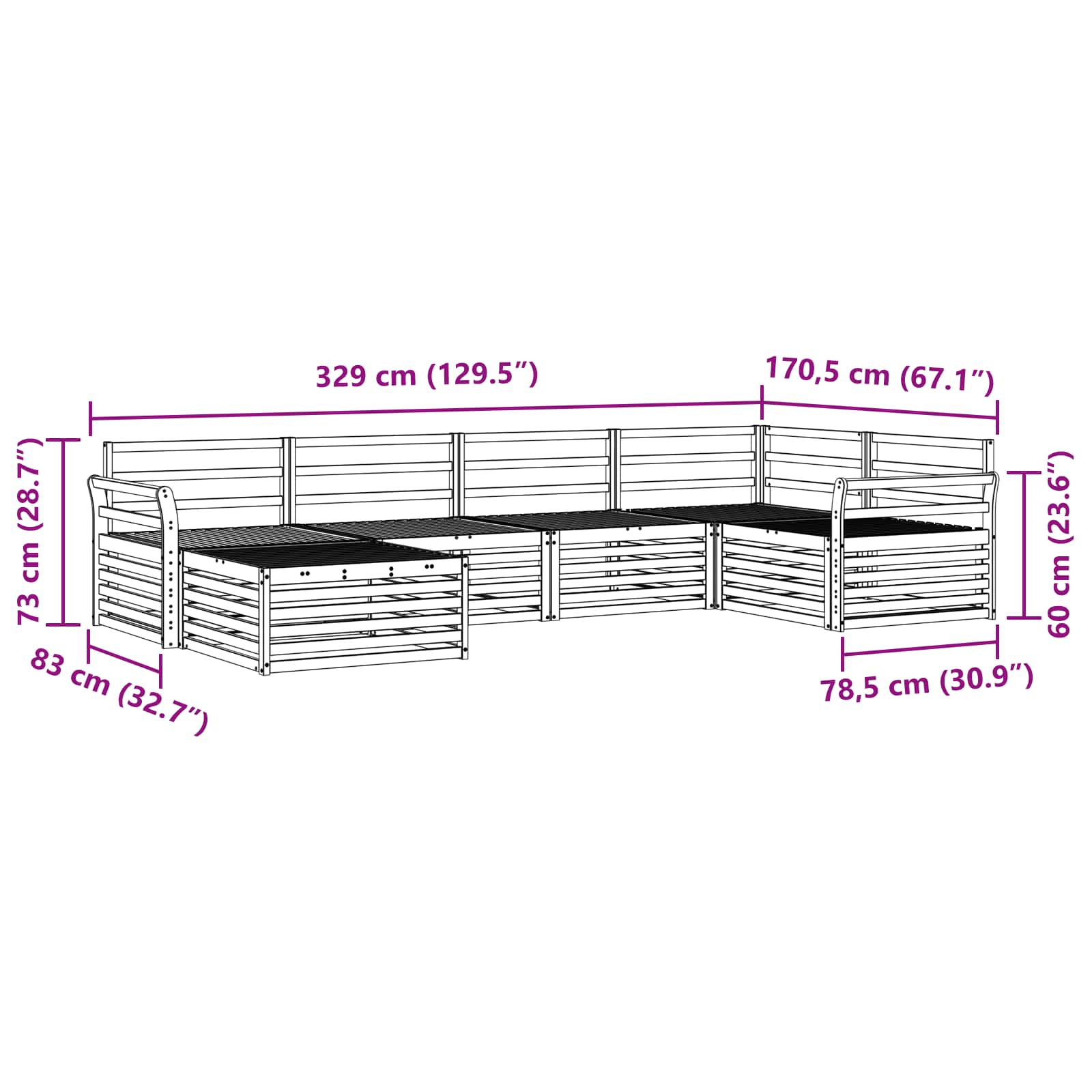 Ensemble de canapés d'extérieur 6 pcs Naturel - XIOS