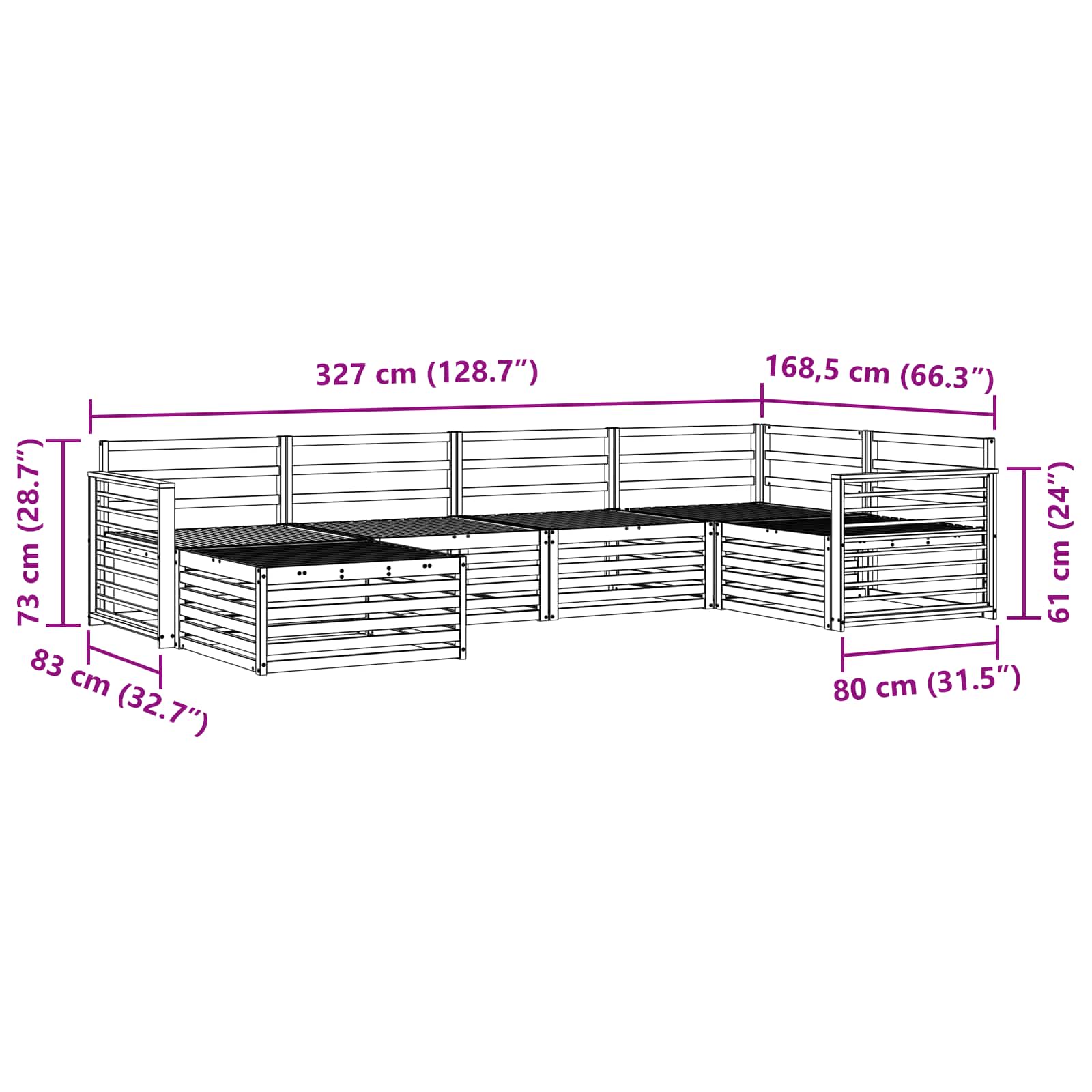 Ensemble de canapés d'extérieur 6 pcs Naturel - XIOS