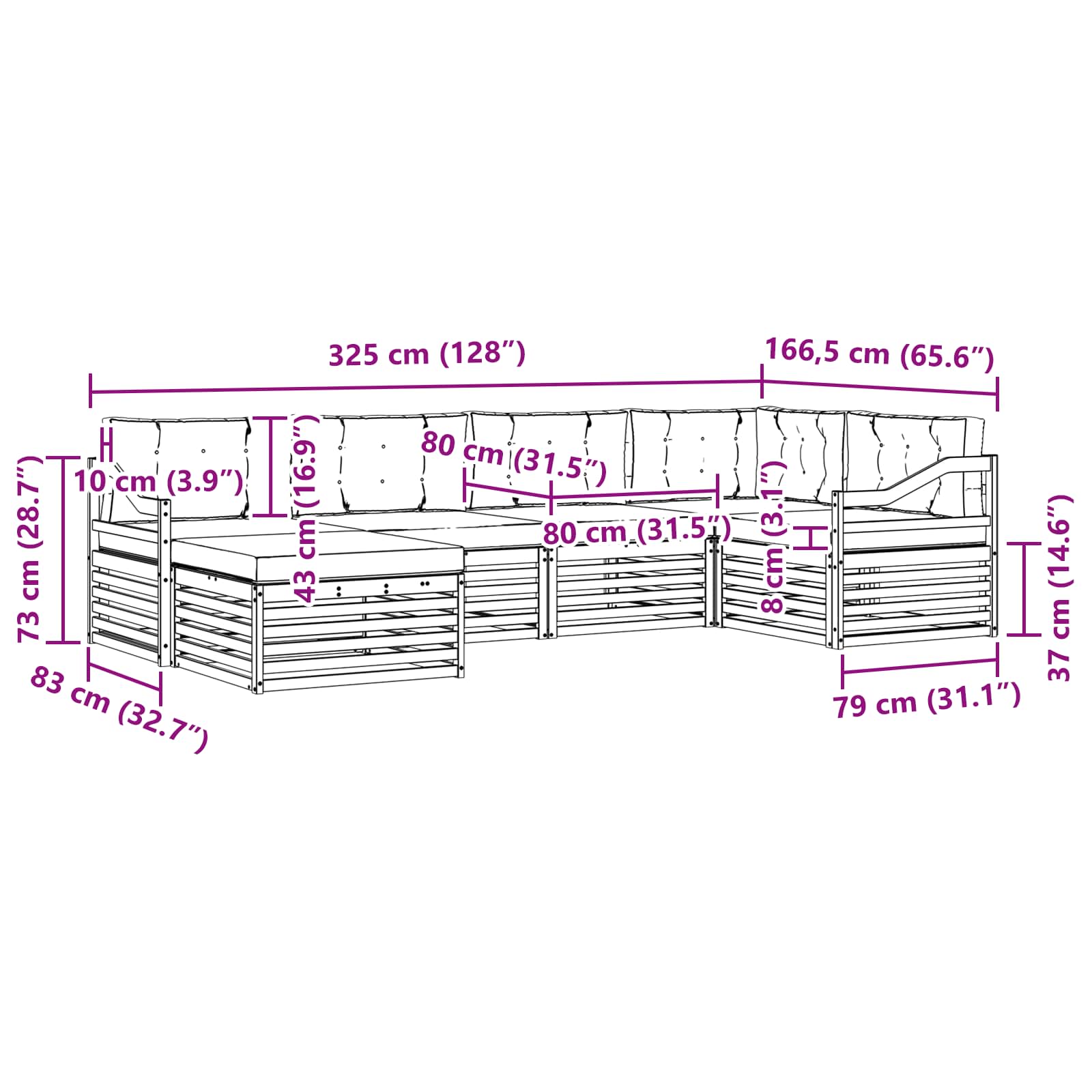 Ensemble de canapés d'extérieur 6 pcs Naturel et Anthracite - XIOS