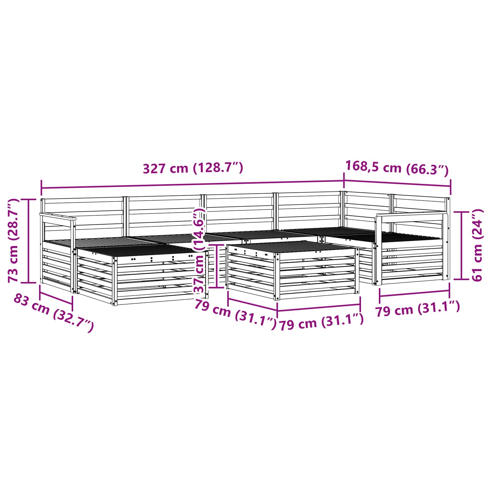 Ensemble de canapés d'extérieur 7 pcs Naturel - XIOS