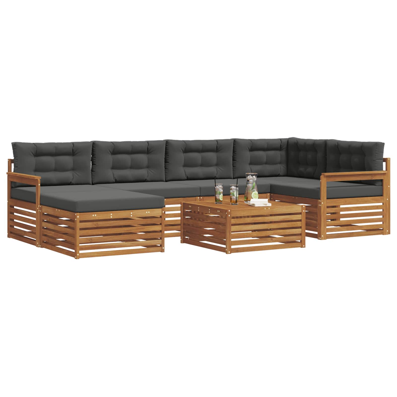 Ensemble de canapés d'extérieur 7 pcs Naturel et Anthracite - XIOS