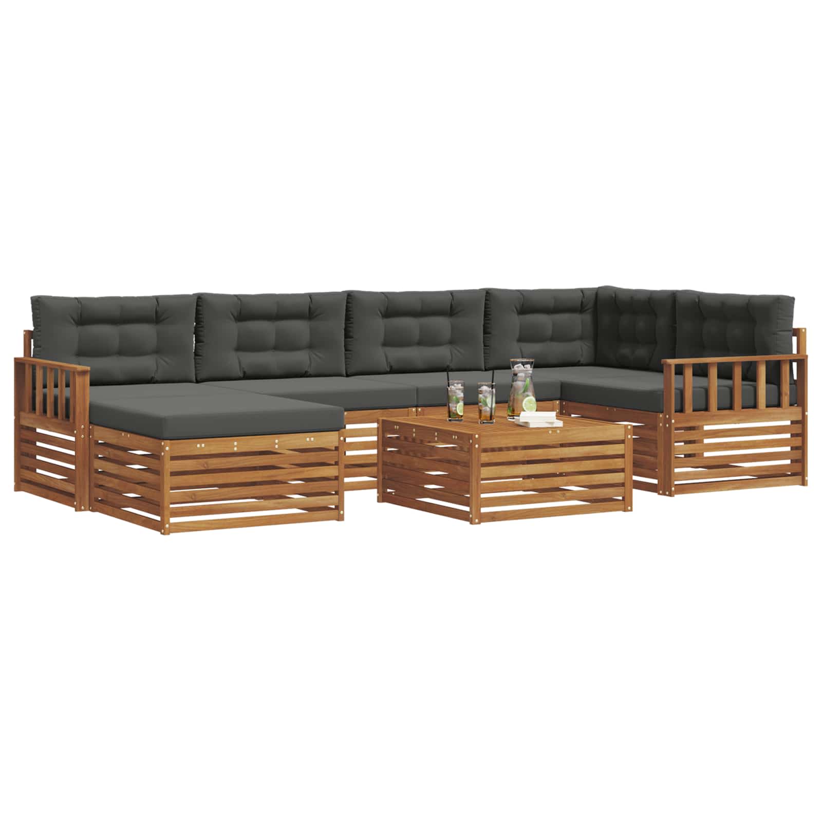 Ensemble de canapés d'extérieur 7 pcs Naturel et Anthracite - XIOS