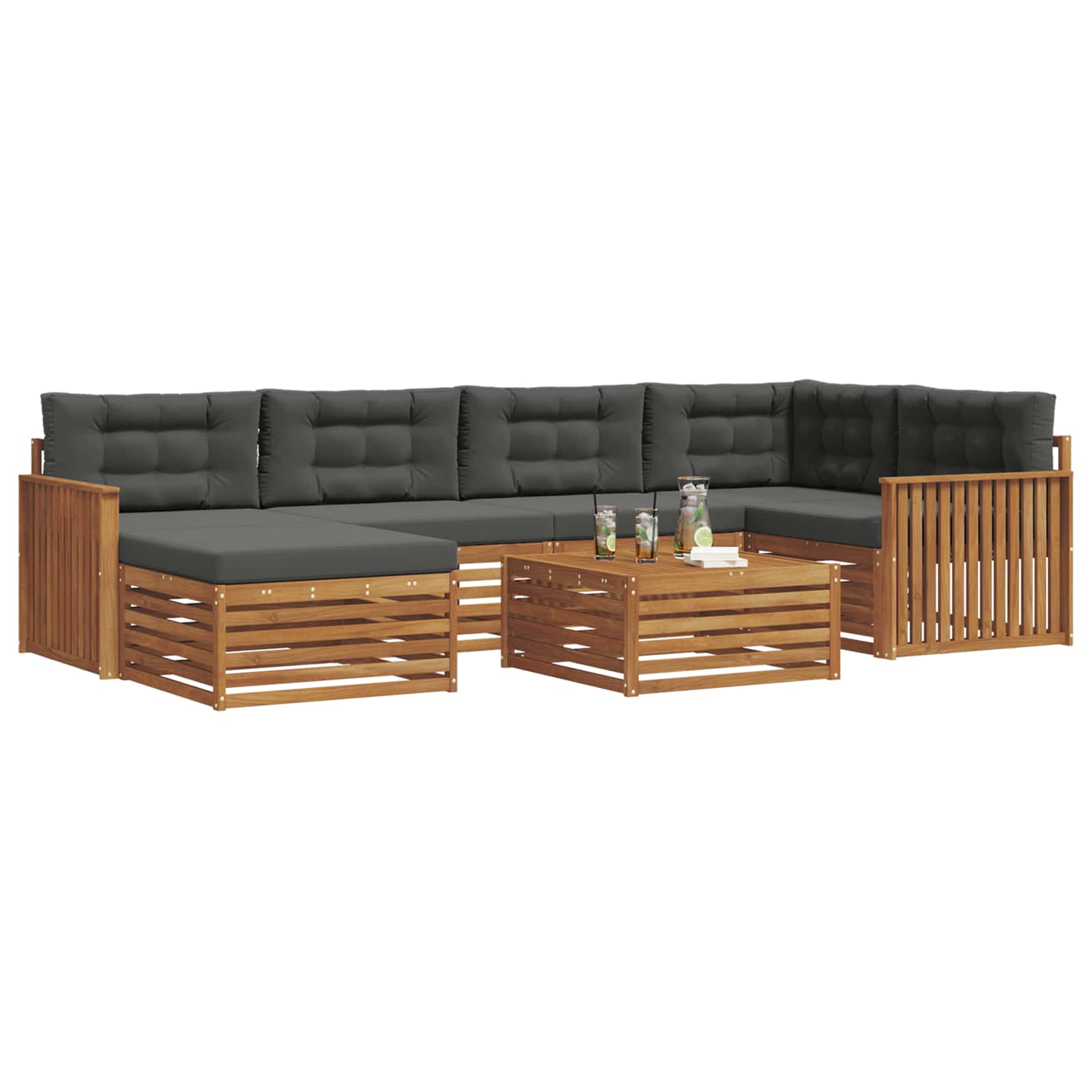 Ensemble de canapés d'extérieur 7 pcs Naturel et Anthracite - XIOS