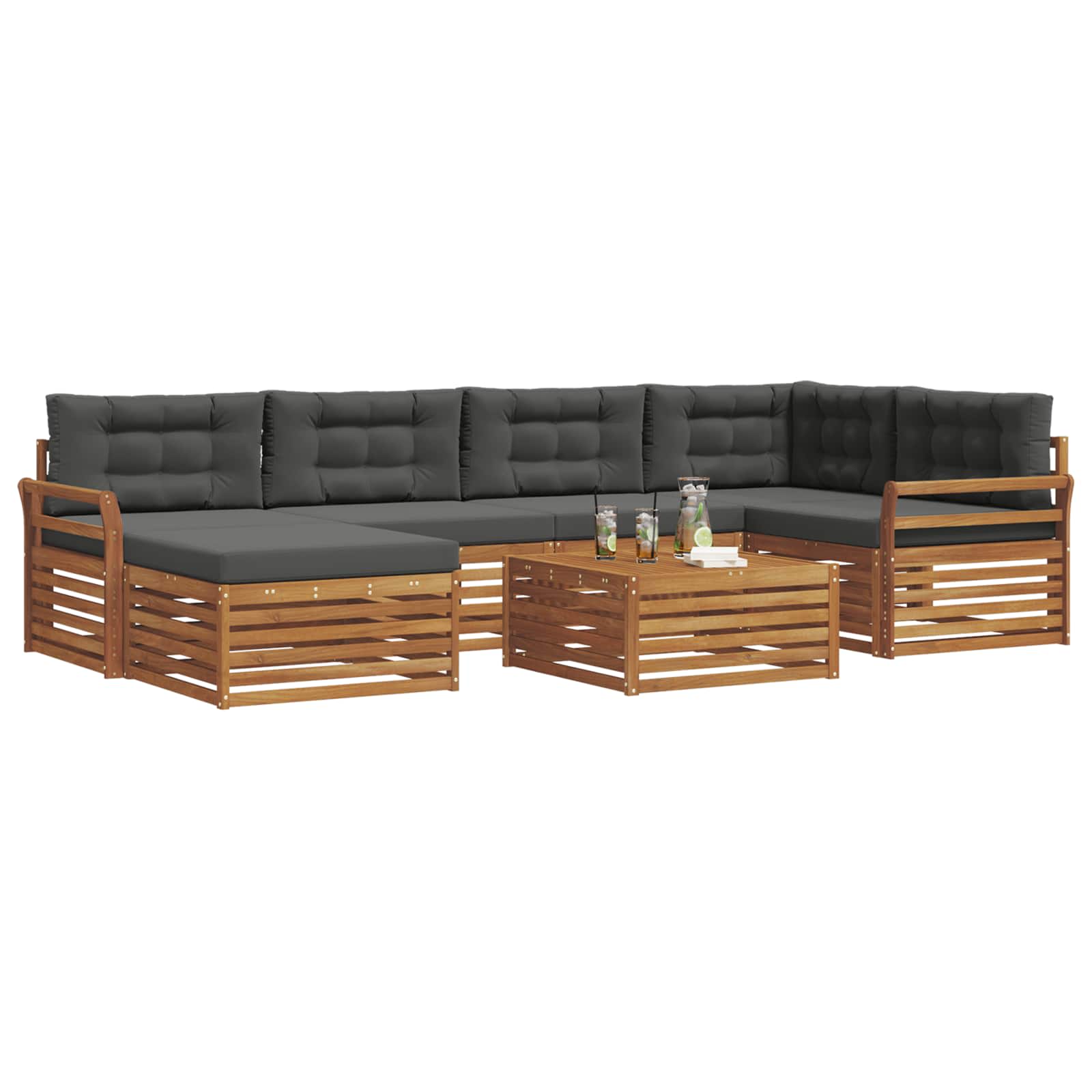 Ensemble de canapés d'extérieur 7 pcs Naturel et Anthracite - XIOS
