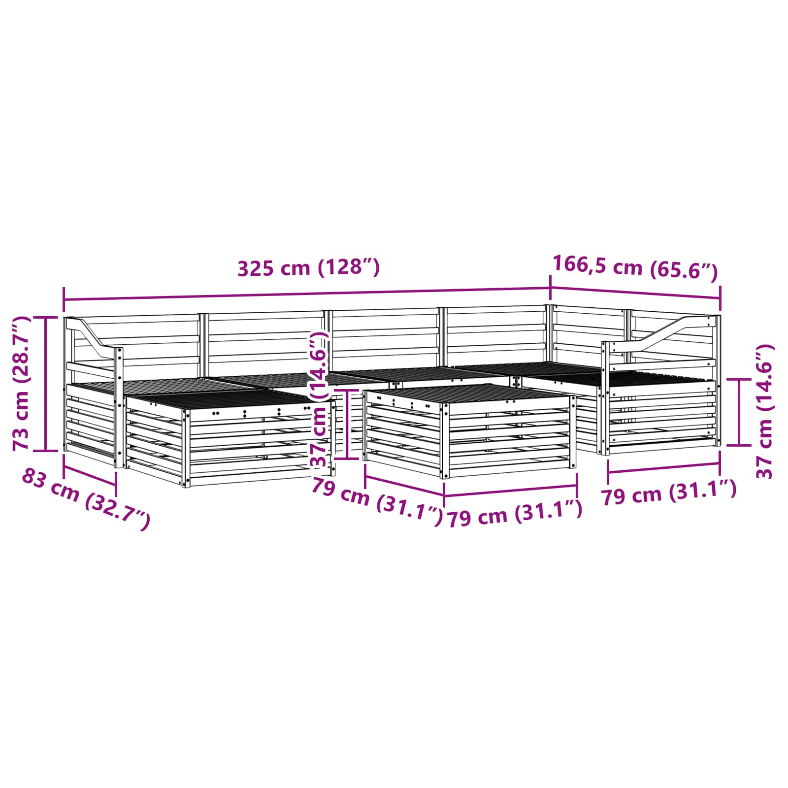 Ensemble de canapés d'extérieur 7 pcs Naturel - XIOS