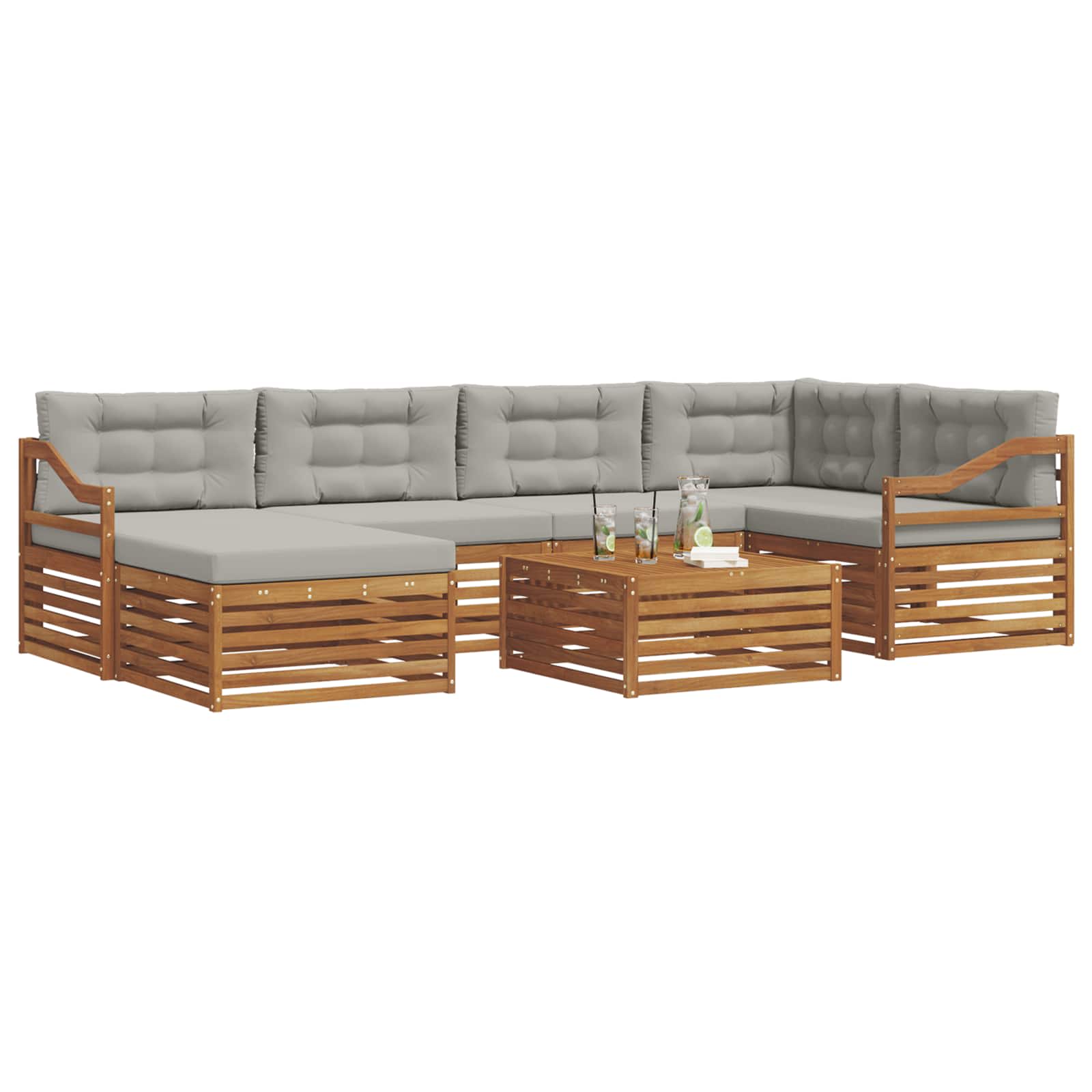 Ensemble de canapés d'extérieur 19 pcs Gris Naturel et Clair - XIOS
