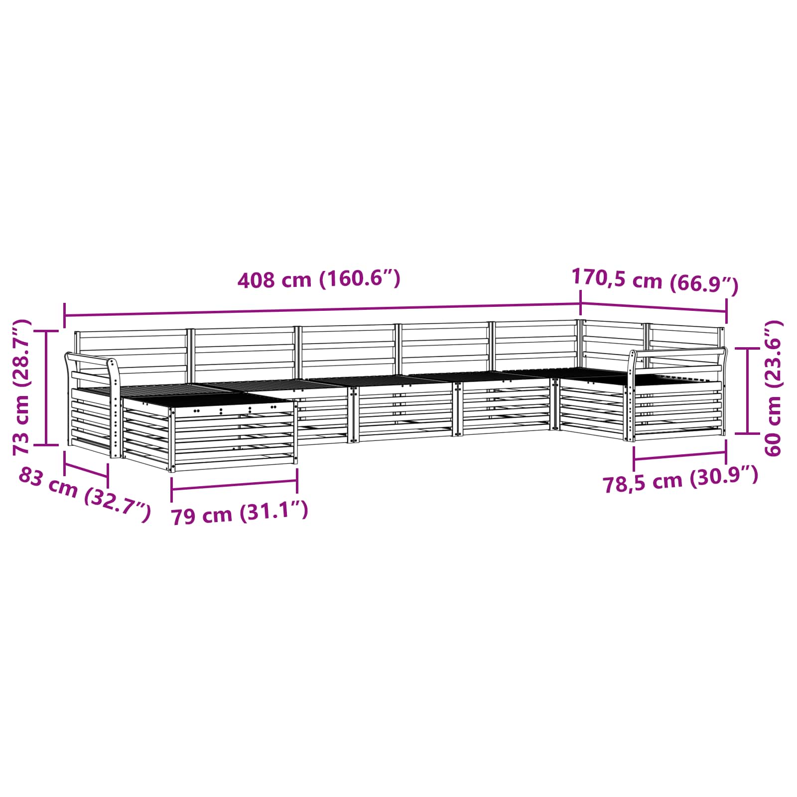 Ensemble de canapés d'extérieur 7 pcs Naturel - XIOS