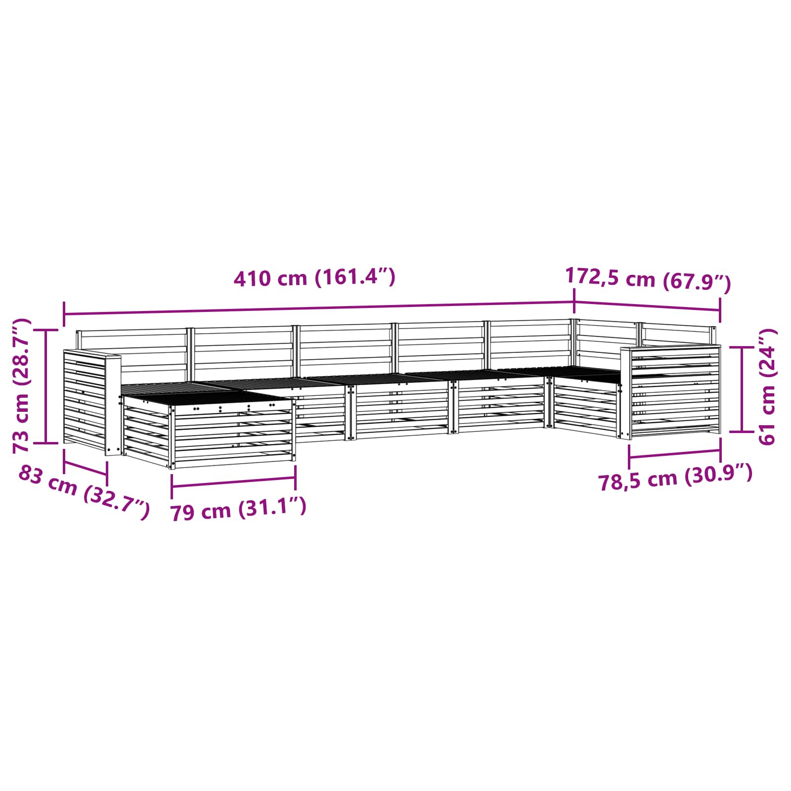Ensemble de canapés d'extérieur 7 pcs Naturel - XIOS